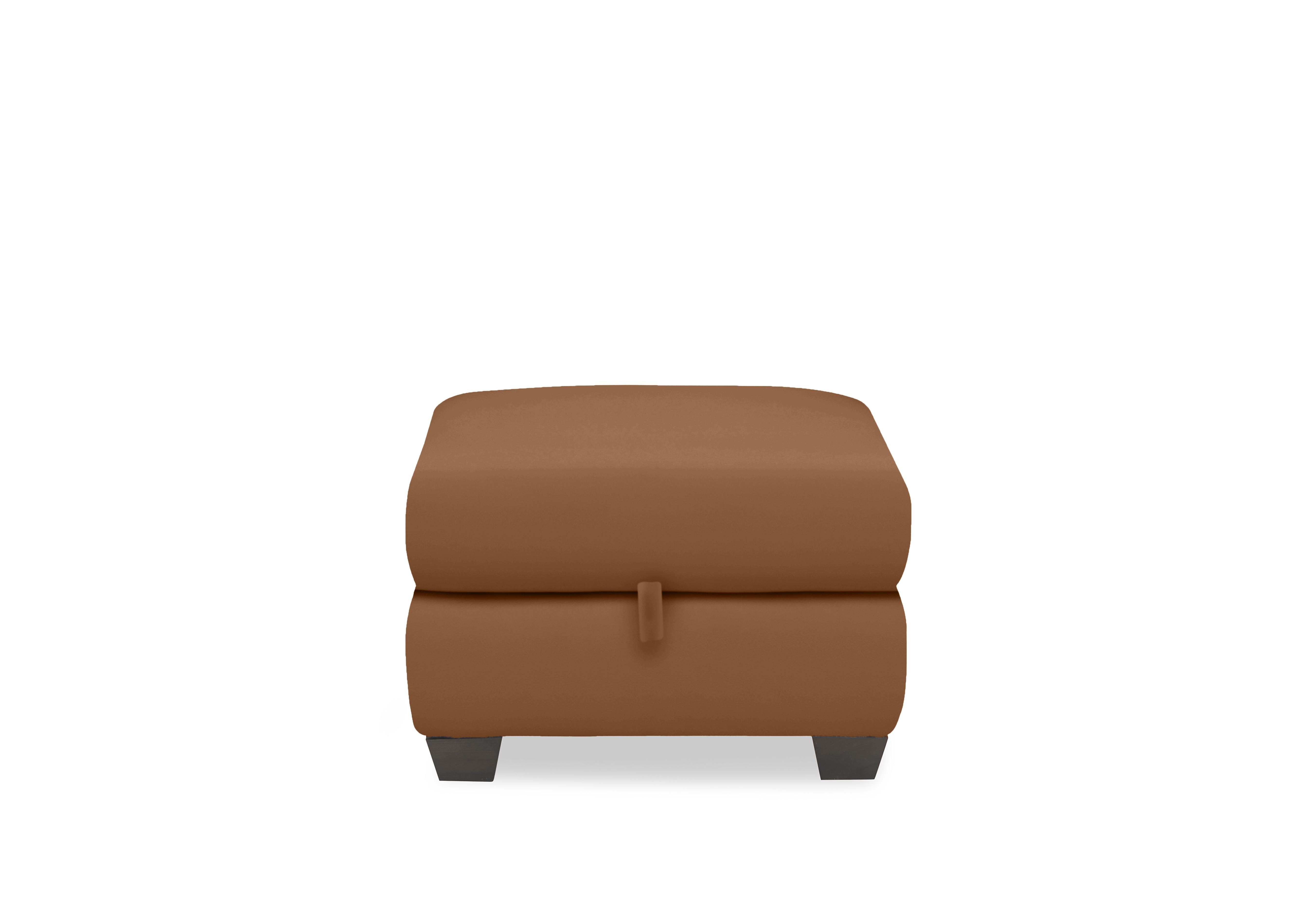Hetty Leather Storage Footstool in Nc-334e Pecan Brown on Furniture Village