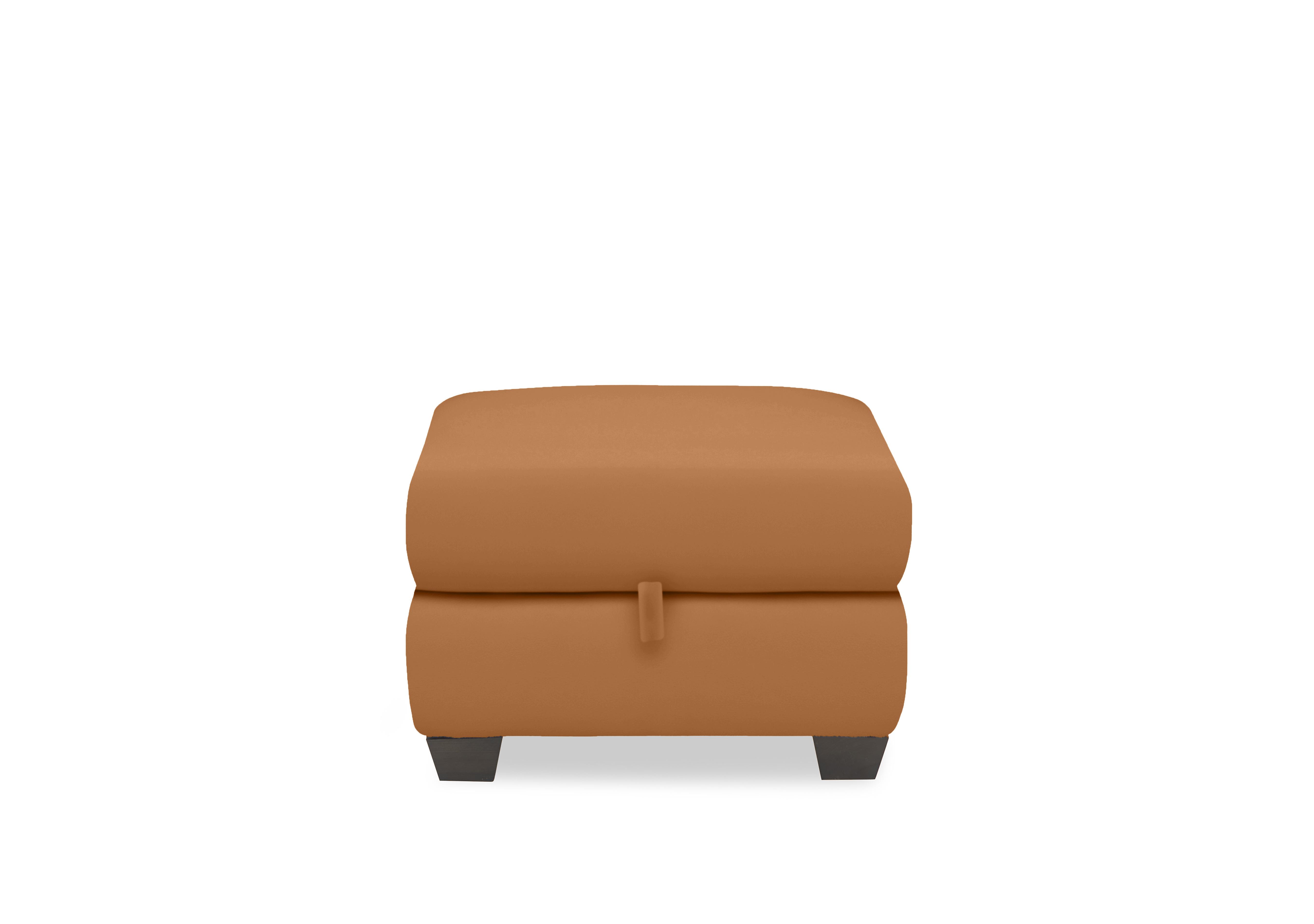 Hetty Leather Storage Footstool in Nc-335e Honey Yellow on Furniture Village