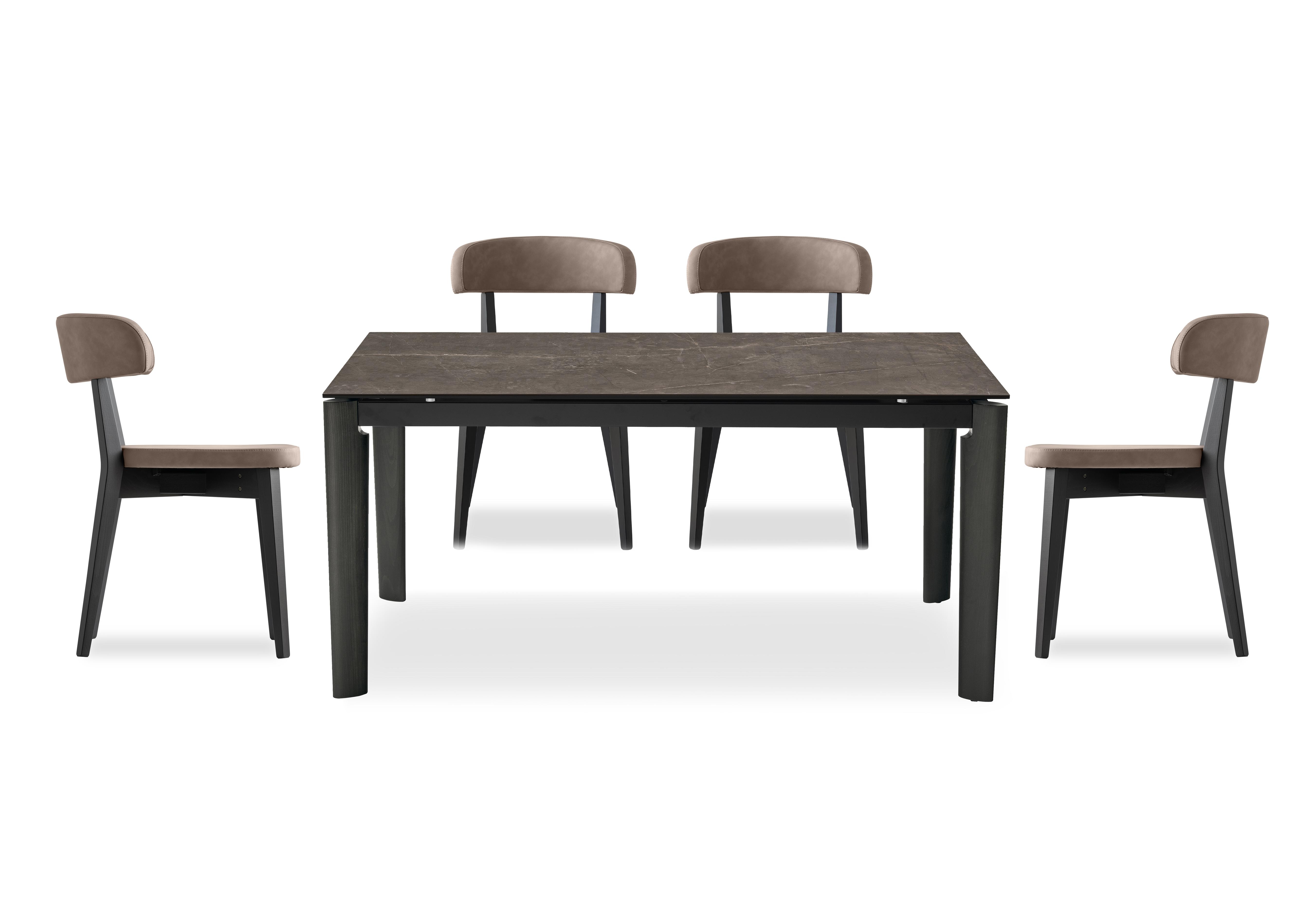 Rosa 130cm Small Extending Dining Table with Bronze Ceramic Top and Graphite Wooden Legs and 4 Siren Dining Chairs in S0a-Vintage Desert on Furniture Village