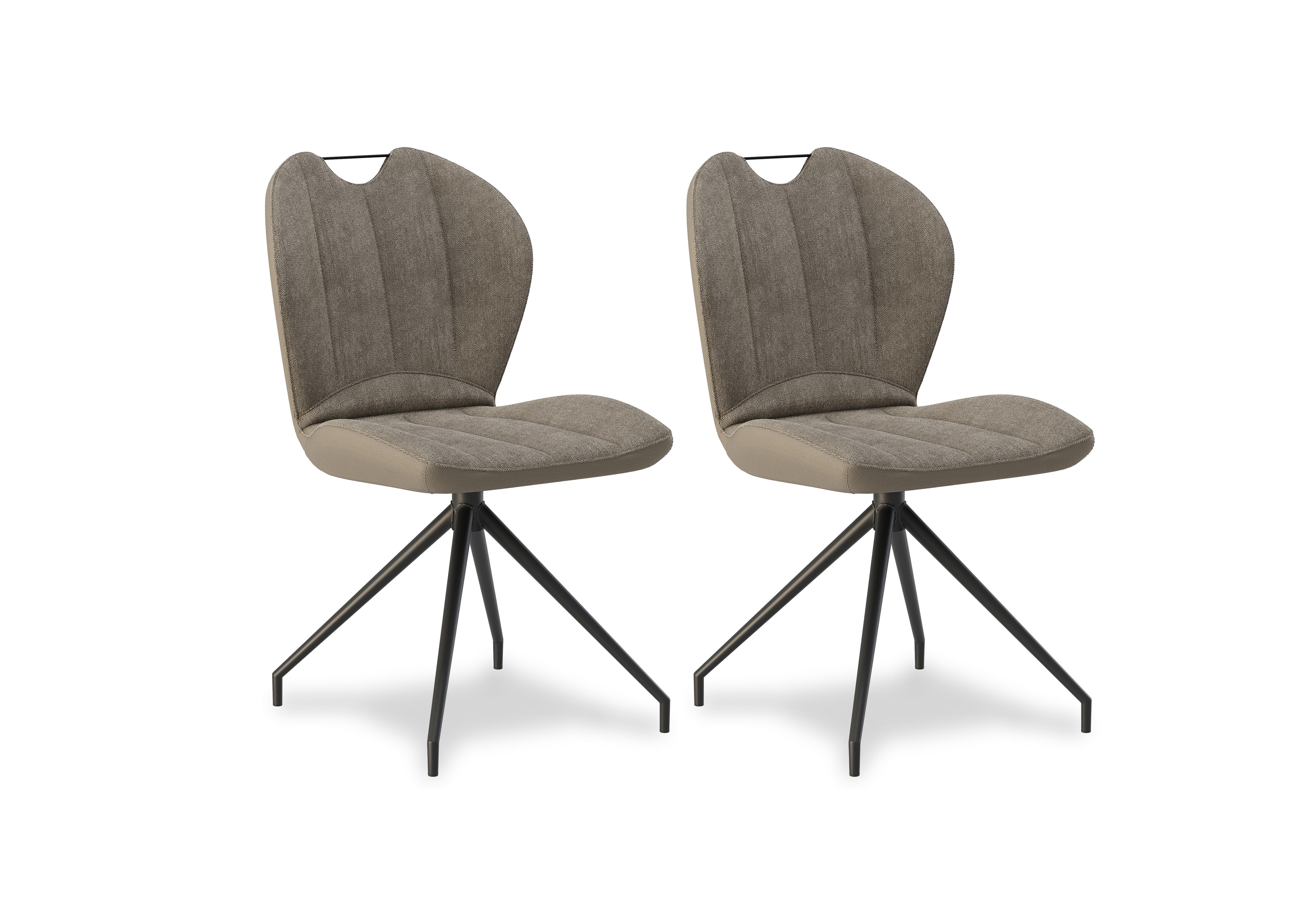 Raul Pair of Swivel Dining Chairs in Pebble on Furniture Village