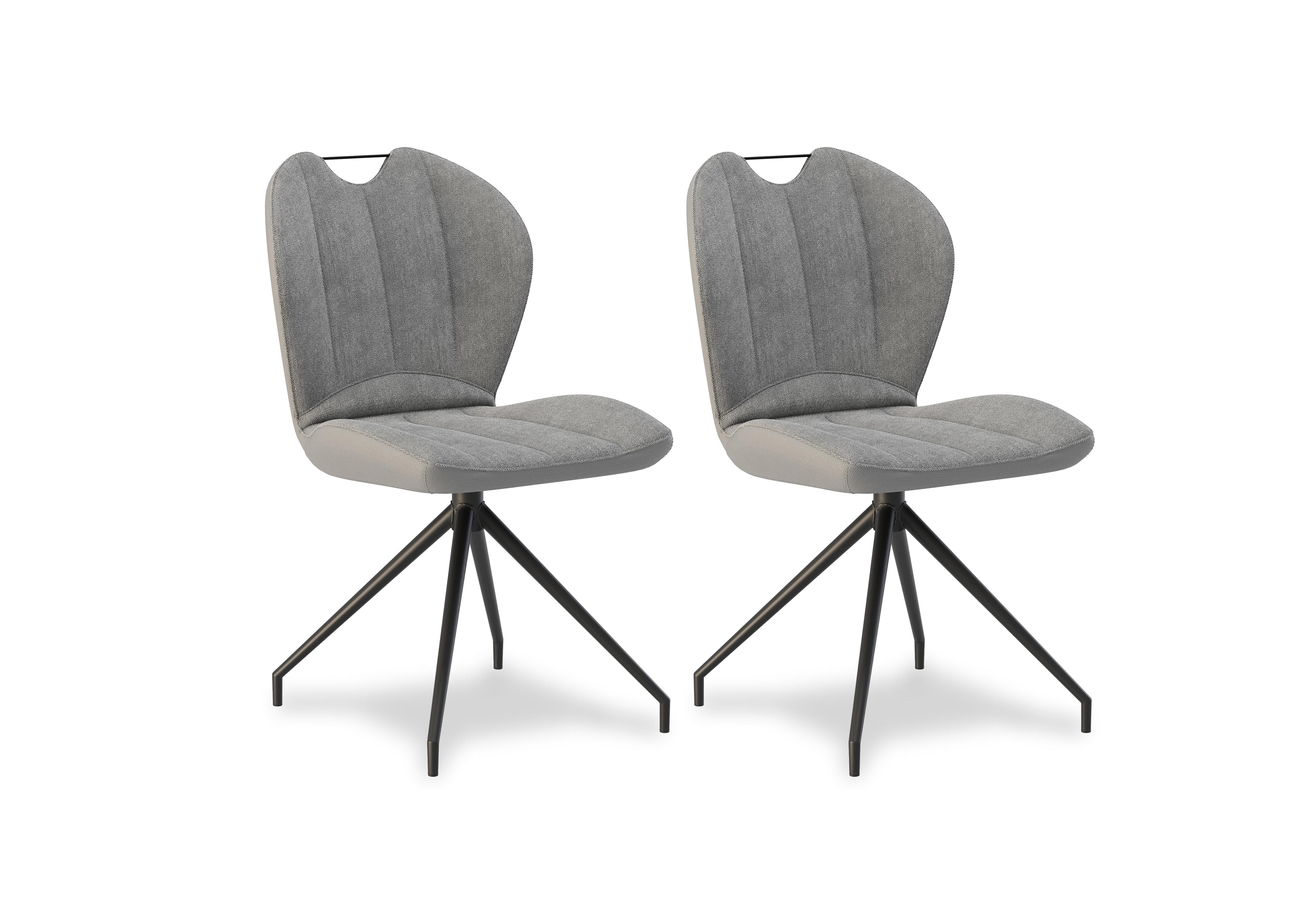 Raul Pair of Swivel Dining Chairs in Stone on Furniture Village