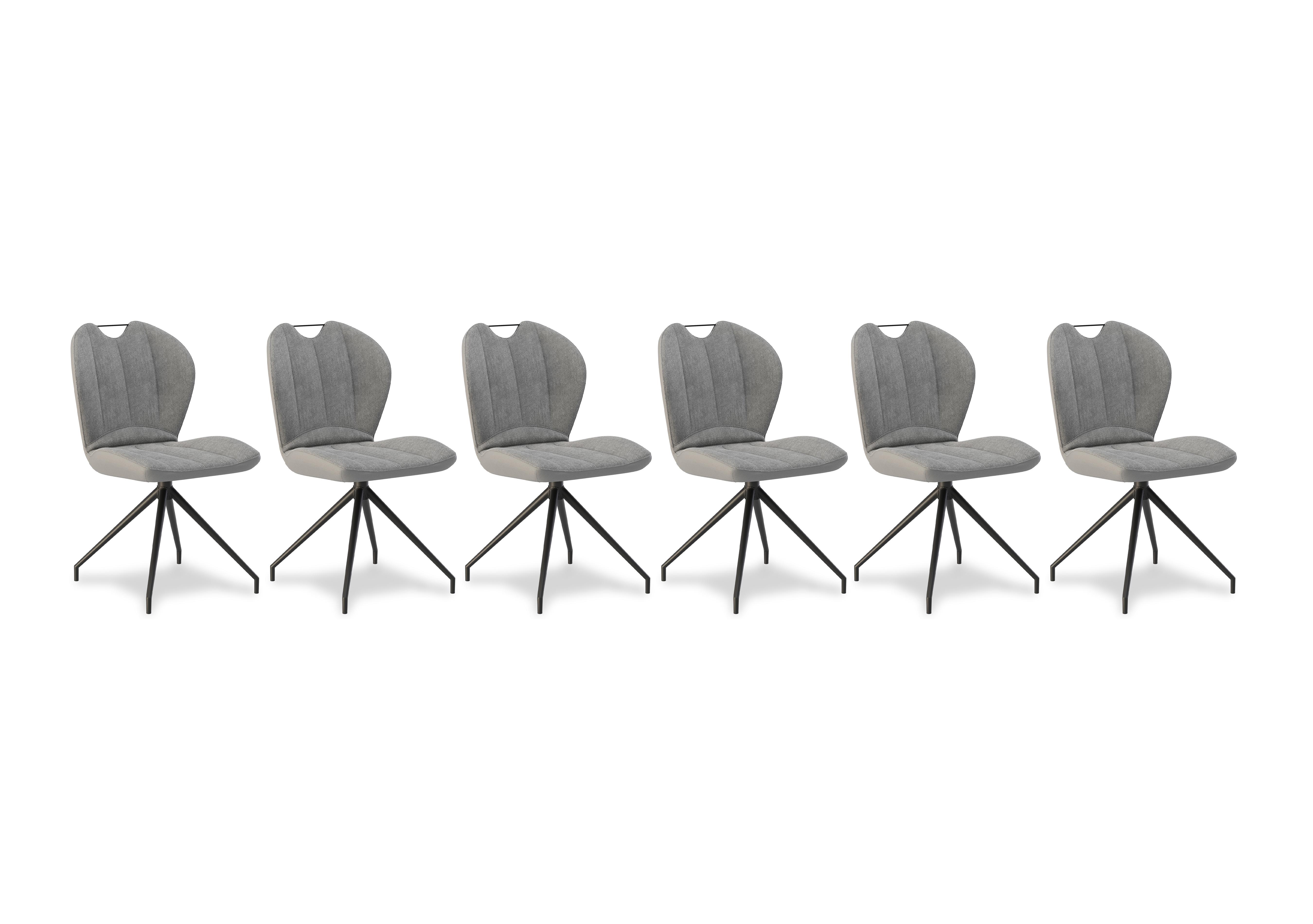 Raul Set of 6 Swivel Dining Chairs in Stone on Furniture Village