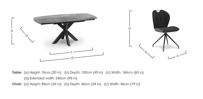 Raul 160cm Silver Swivel Extending Dining Table and 4 Swivel Dining Chairs in  on Furniture Village