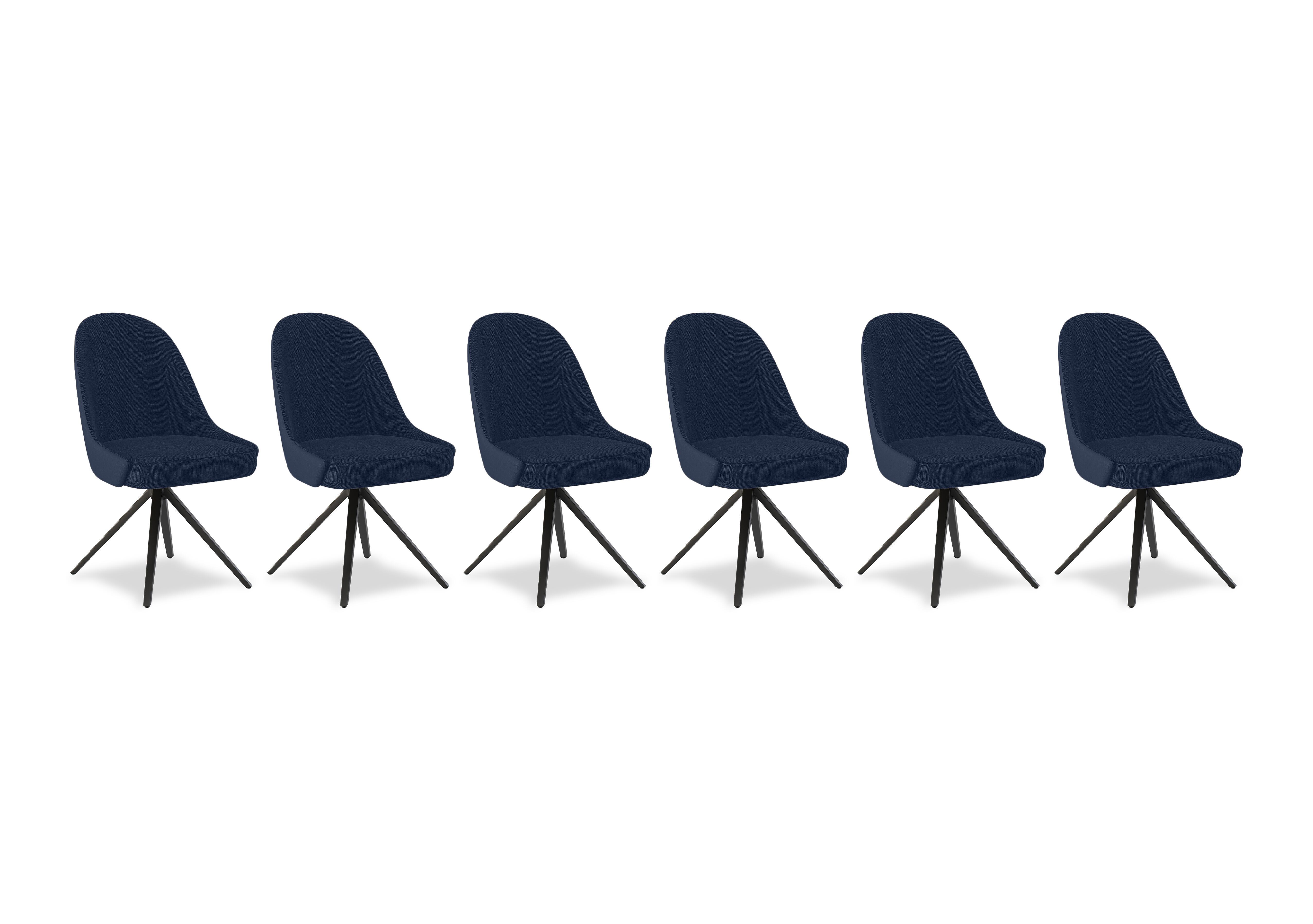 Jose Set of 6 Swivel Dining Chairs in Navy Blue on Furniture Village