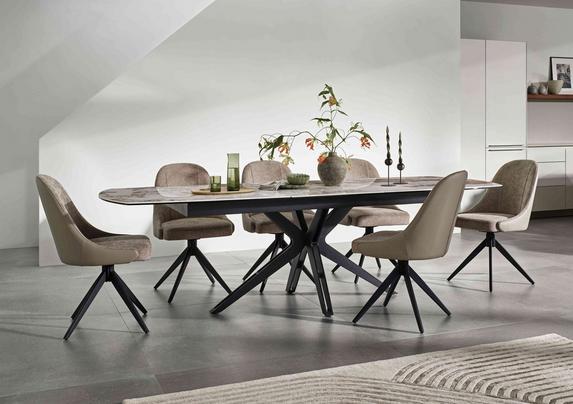 Jose Large Calcatta Marble Pop-up Extending Dining Table with