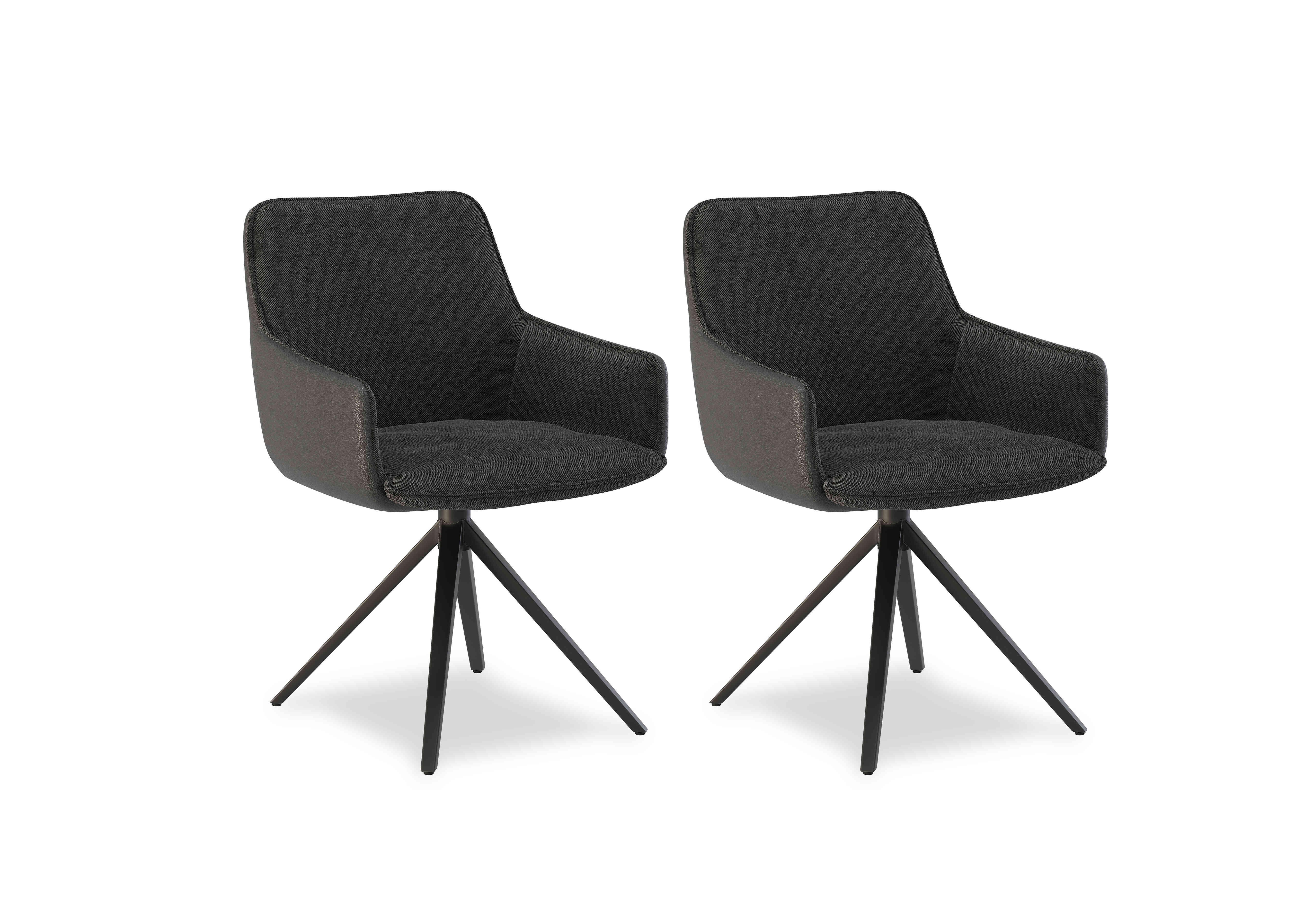 Jose Pair of Swivel Dining Arm Chairs in Anthracite on Furniture Village