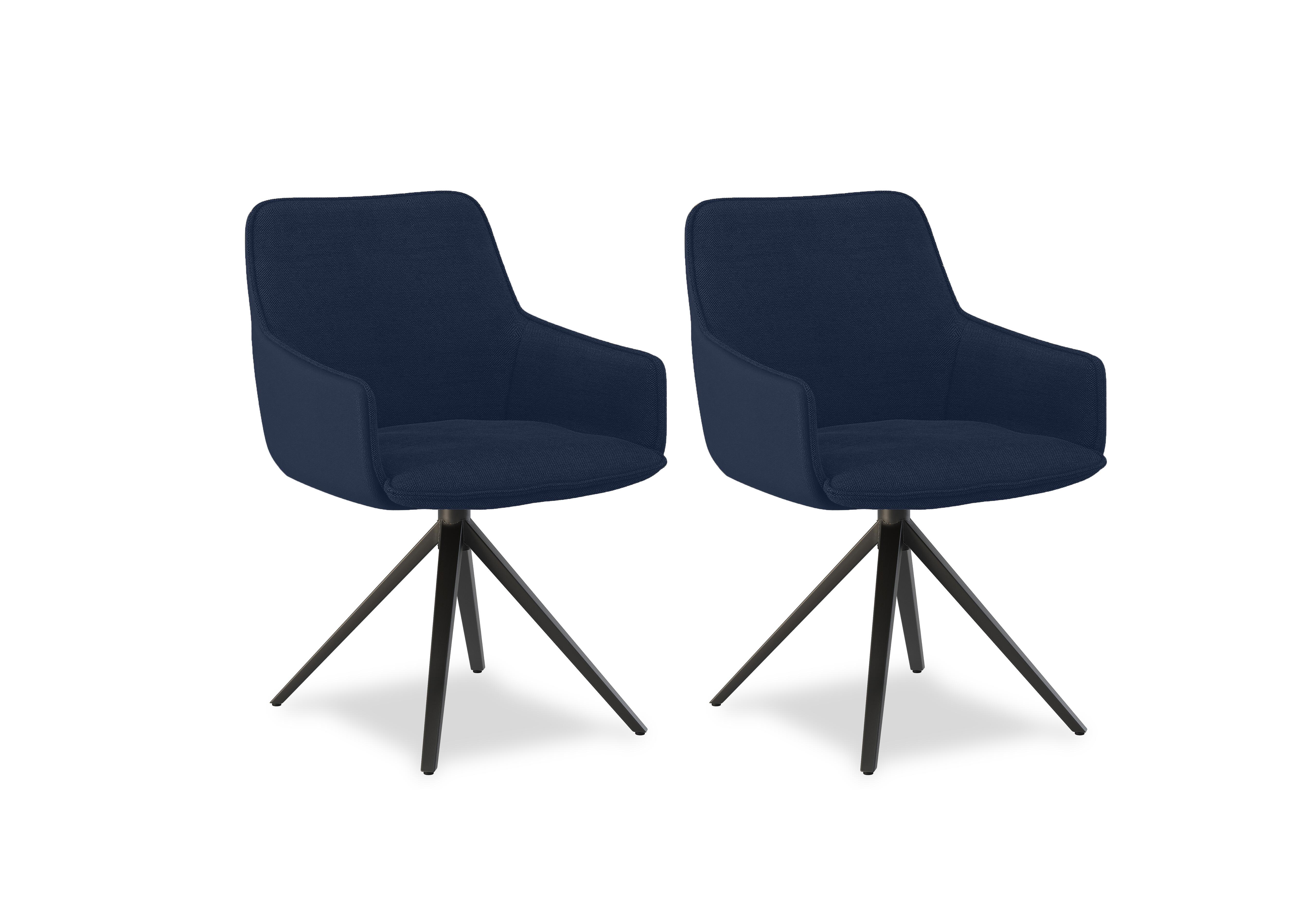 Jose Pair of Swivel Dining Arm Chairs in Navy Blue on Furniture Village