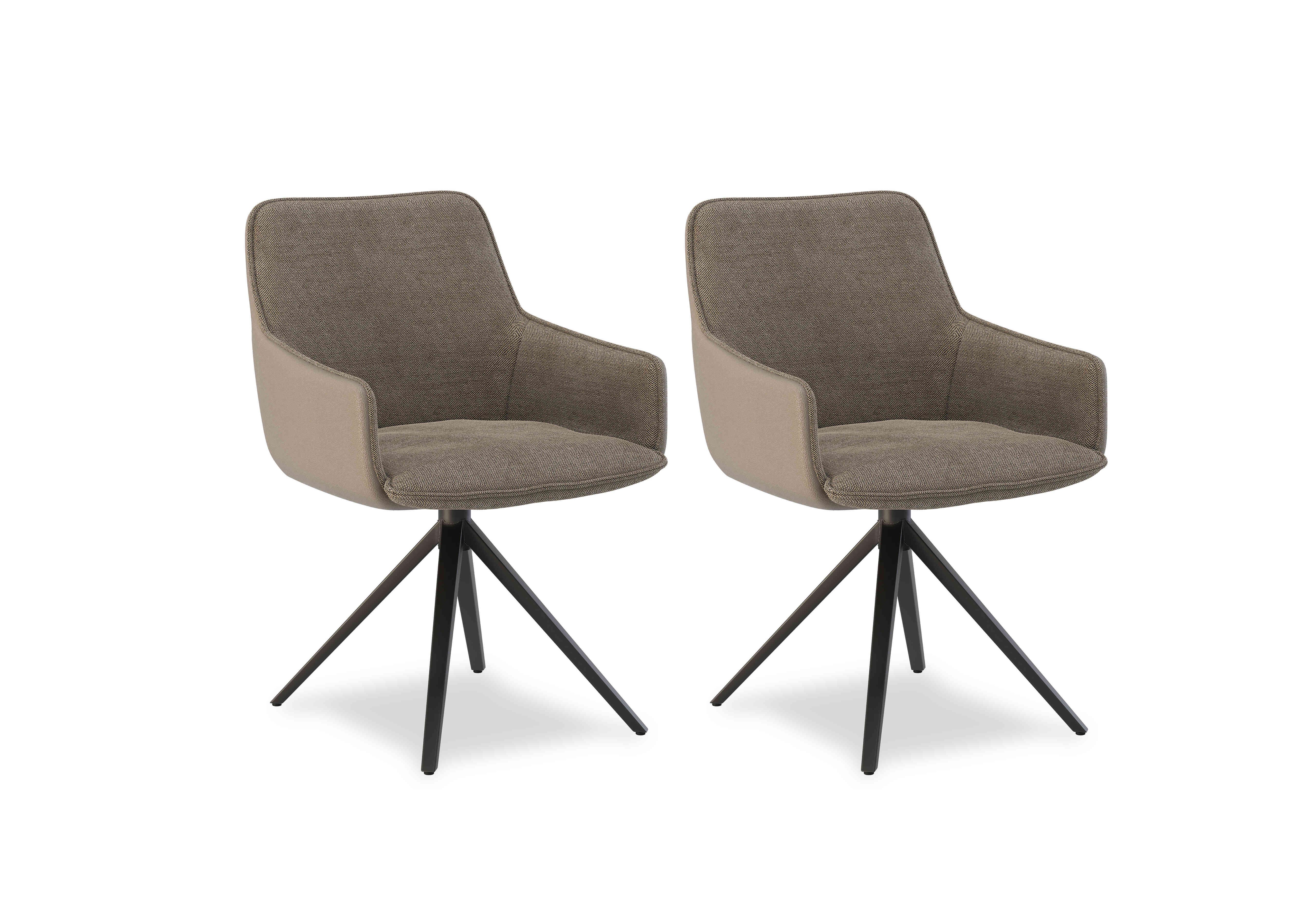 Jose Pair of Swivel Dining Arm Chairs in Pebble on Furniture Village
