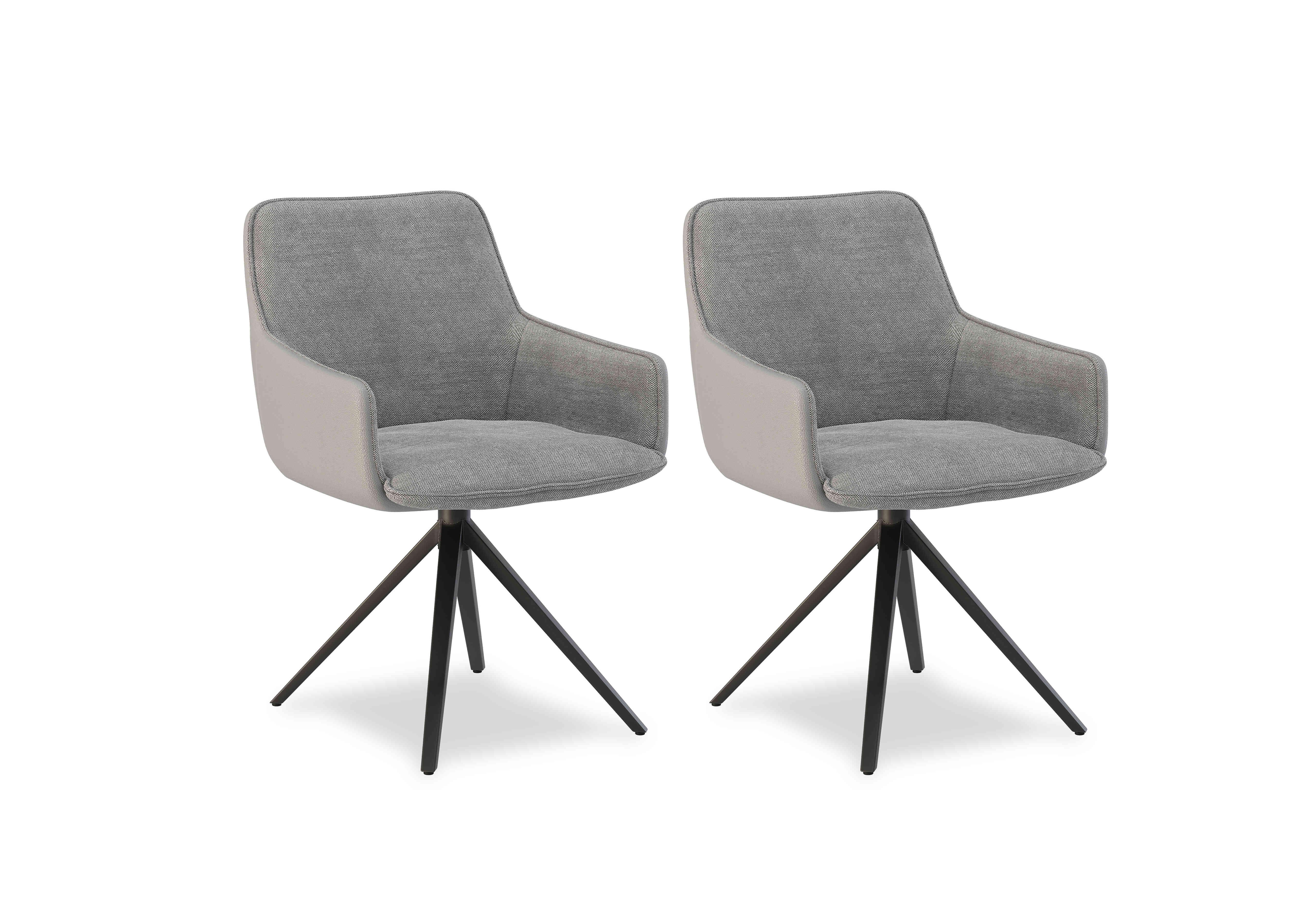 Jose Pair of Swivel Dining Arm Chairs in Stone on Furniture Village