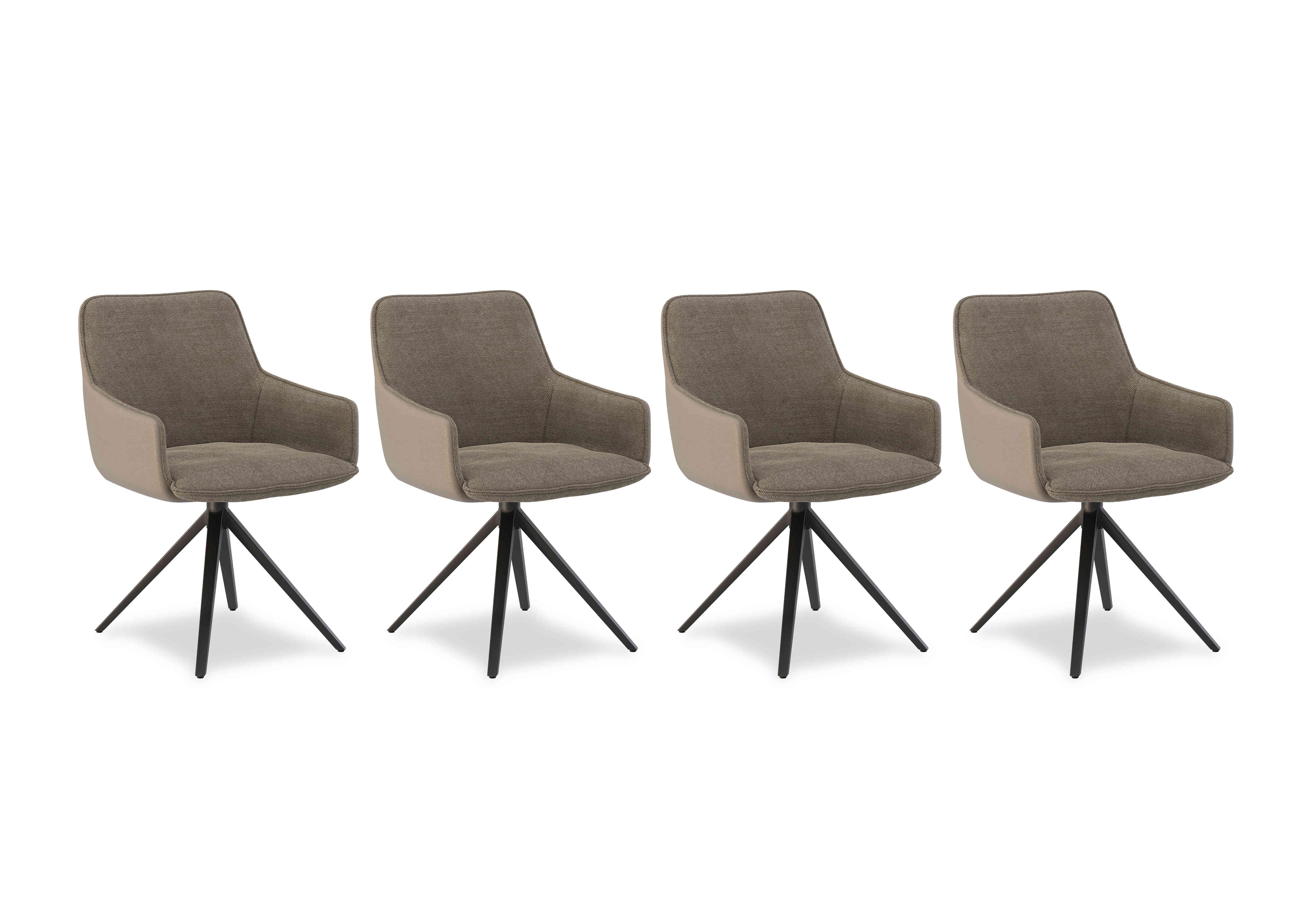 Jose Set of 4 Swivel Dining Arm Chairs in Pebble on Furniture Village