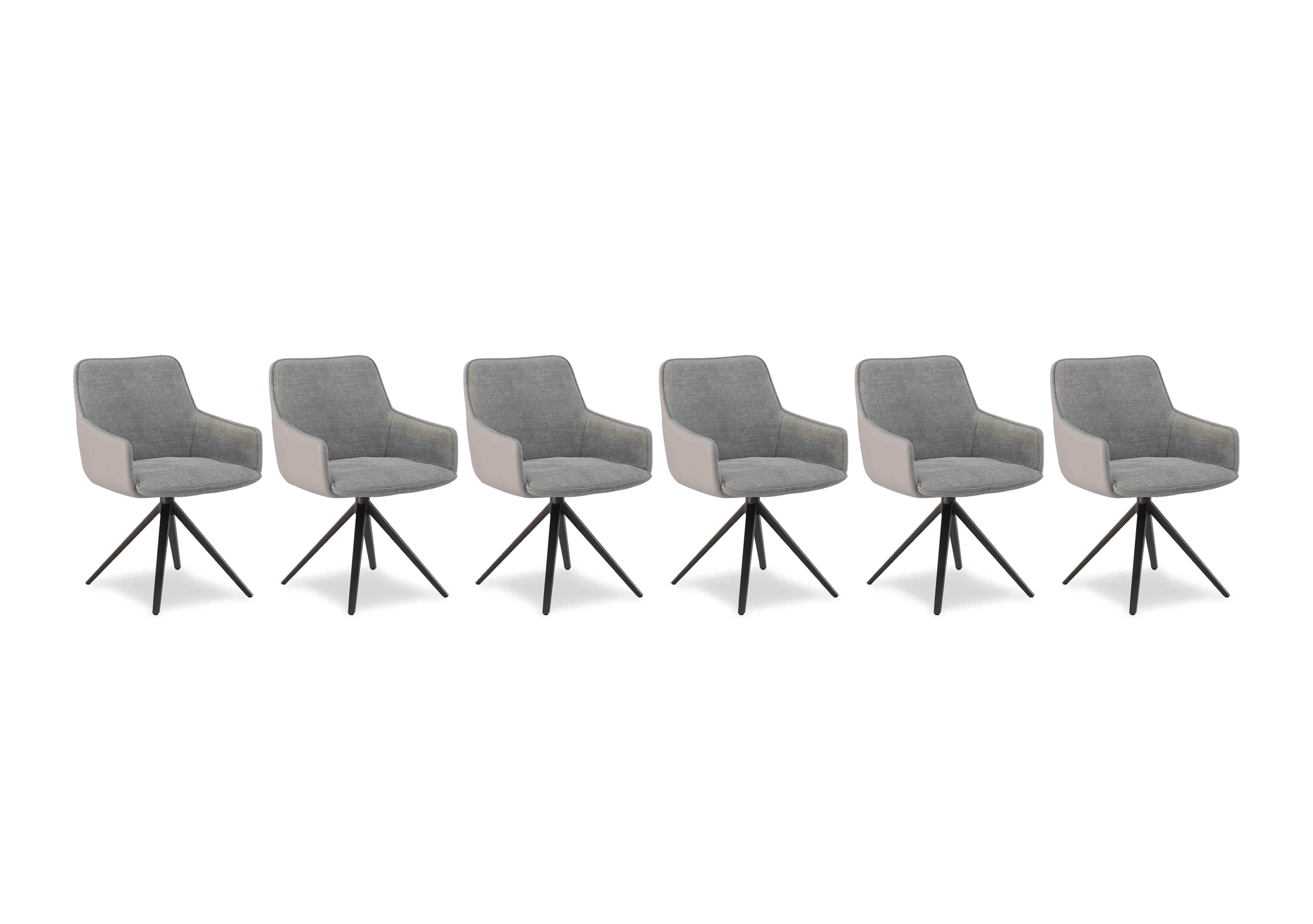 Jose Set of 6 Swivel Dining Arm Chairs in Stone on Furniture Village