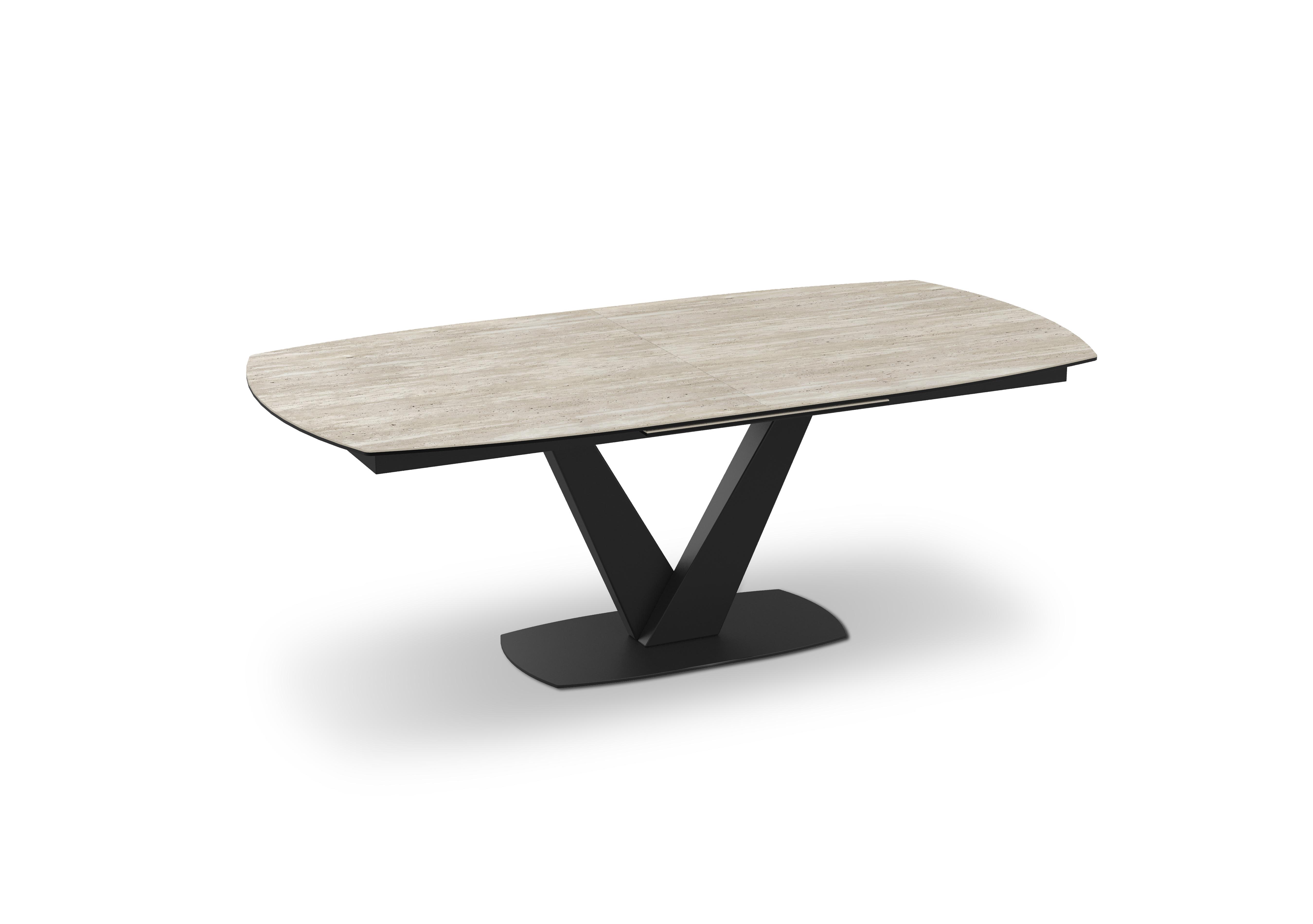 Julio Pop-up Extending Dining Table in Travertine on Furniture Village