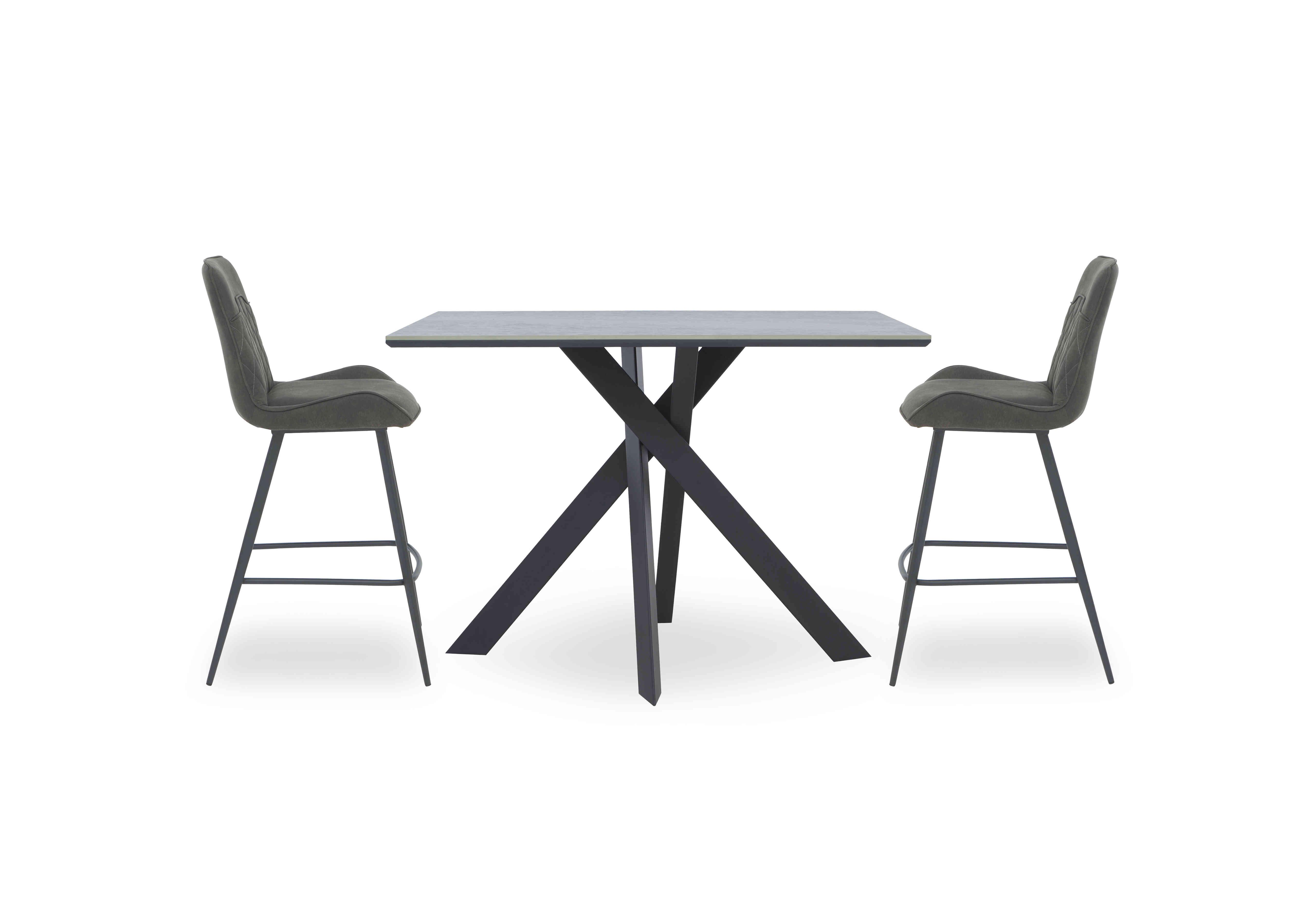 Warrior Grey Bar Table and 2 Standard Bar Stools in Grey/Grey on Furniture Village