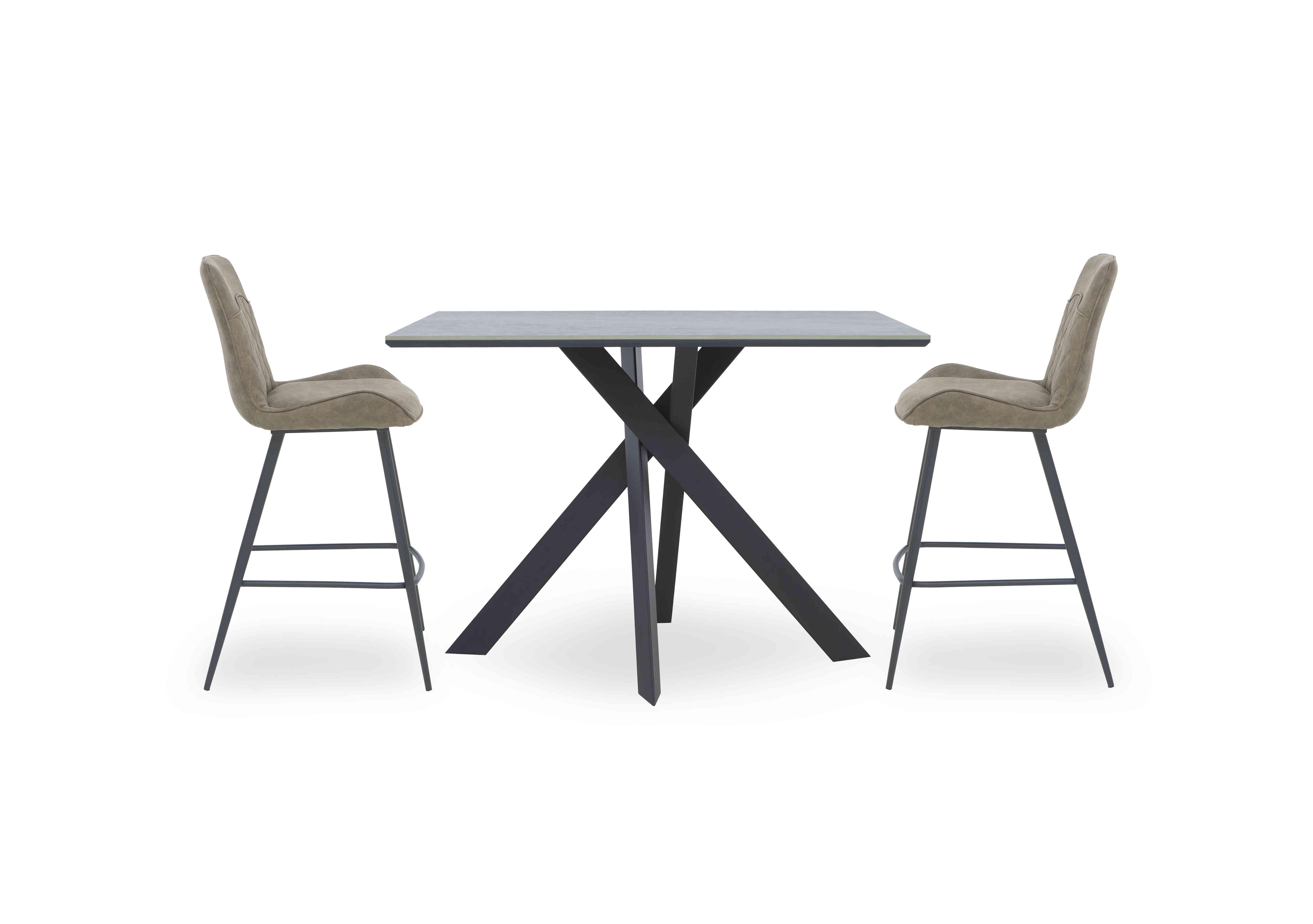 Warrior Grey Bar Table and 2 Standard Bar Stools in Grey/Taupe on Furniture Village