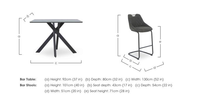 Warrior Grey Bar Table and 2 Cantilever Bar Stools in  on Furniture Village