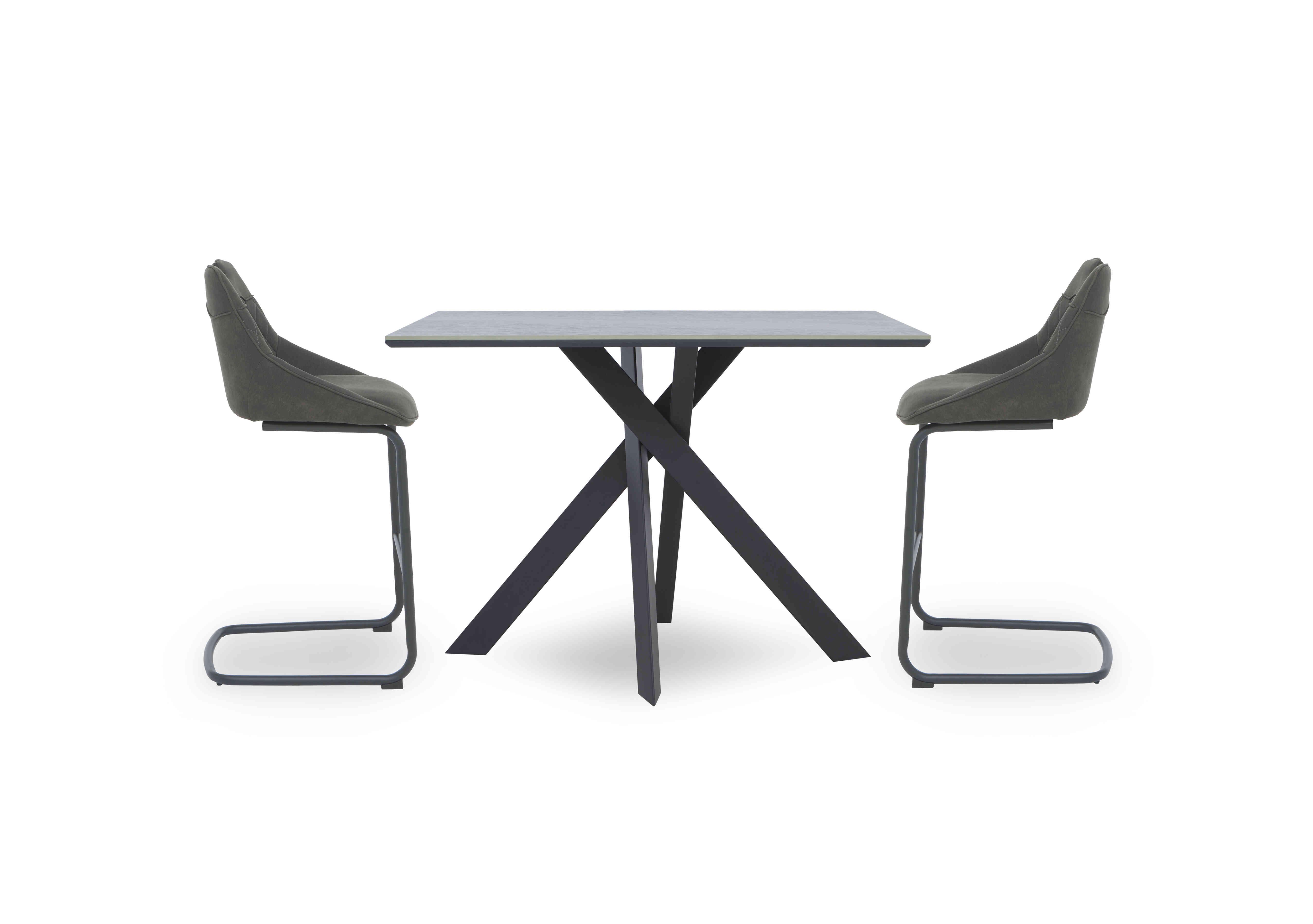 Warrior Grey Bar Table and 2 Cantilever Bar Stools in Grey/Grey on Furniture Village