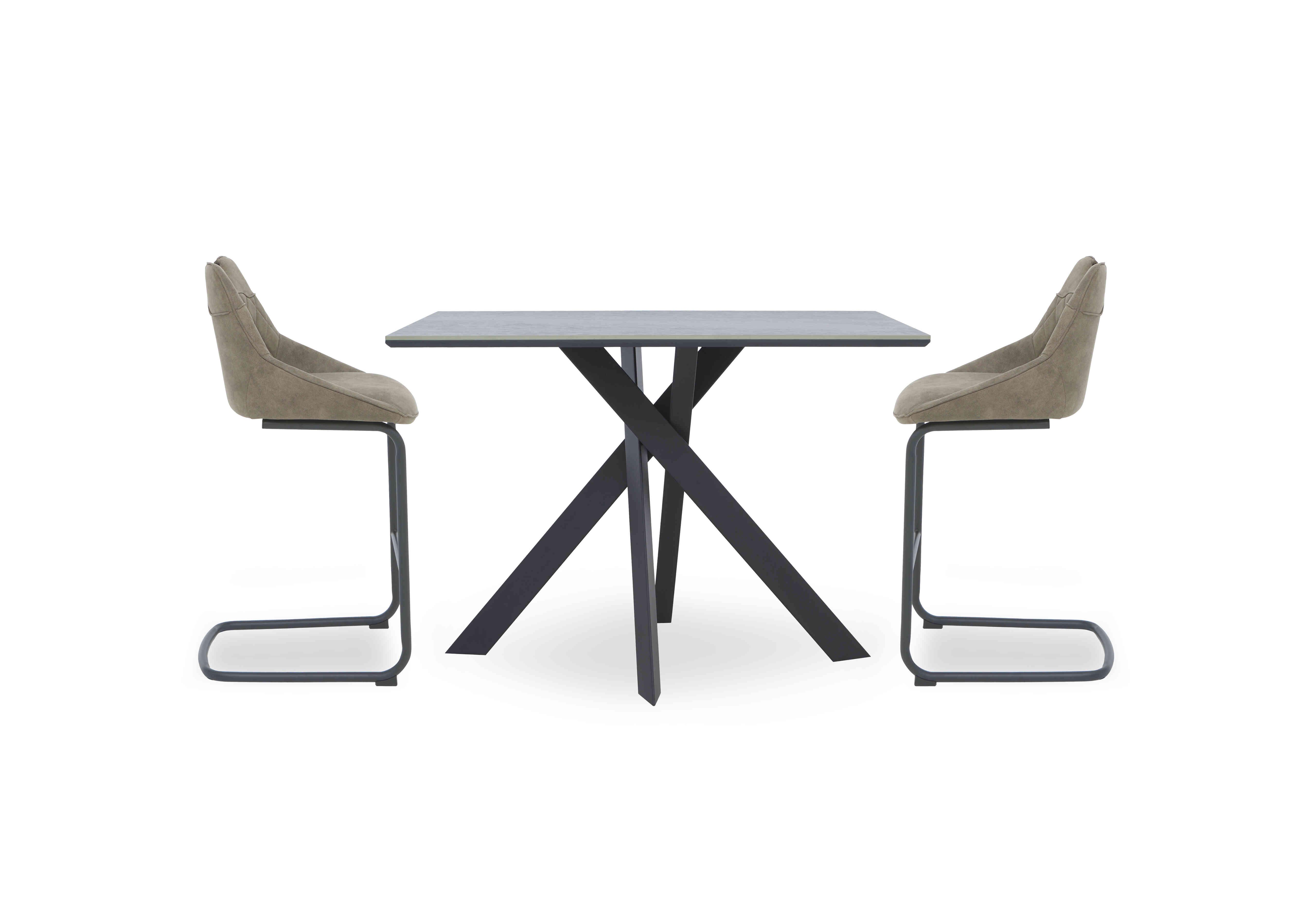 Warrior Grey Bar Table and 2 Cantilever Bar Stools in Grey/Taupe on Furniture Village