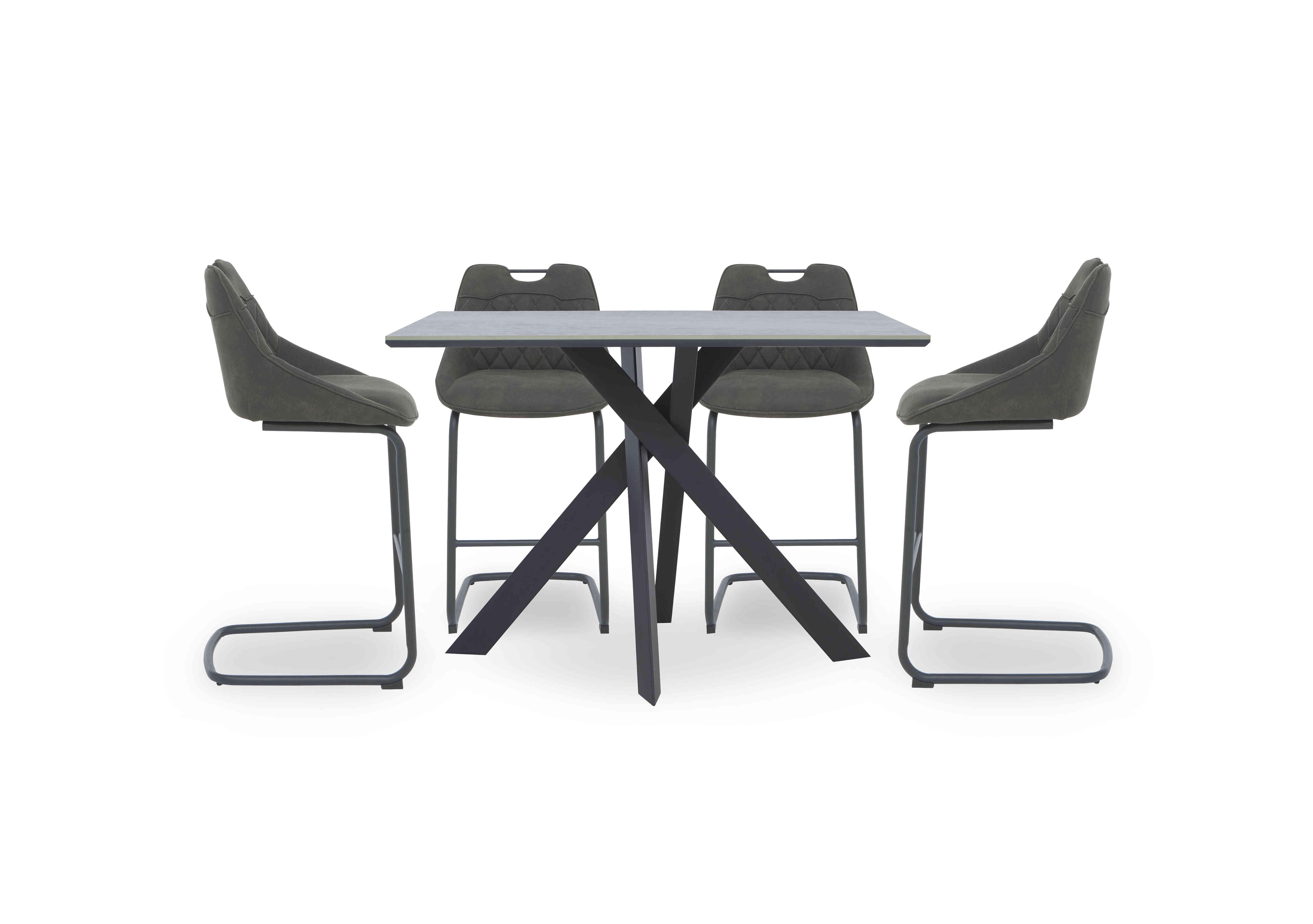 Warrior Grey Bar Table and 4 Cantilever Bar Stools in Grey/Grey on Furniture Village