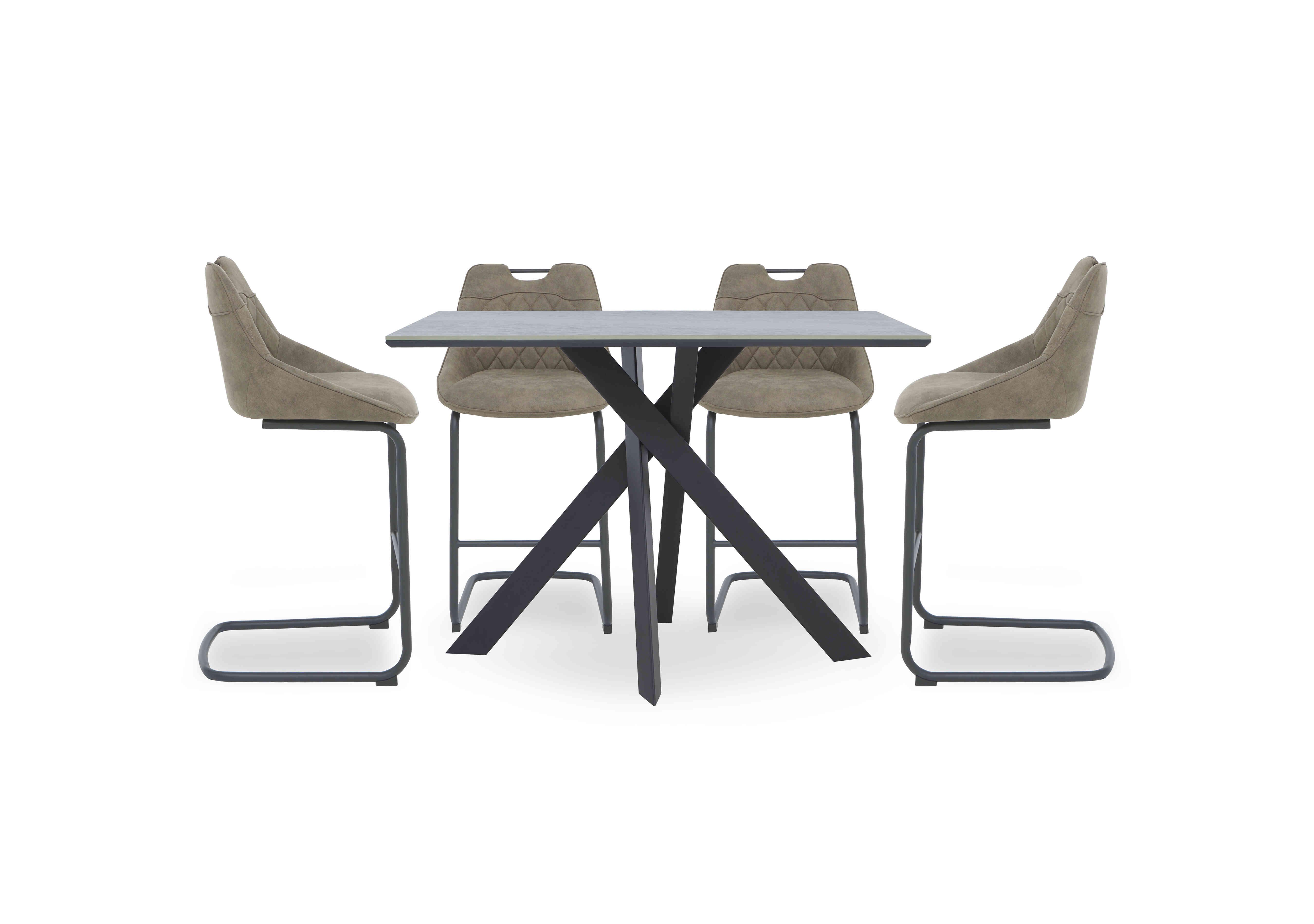 Warrior Grey Bar Table and 4 Cantilever Bar Stools in Grey/Taupe on Furniture Village