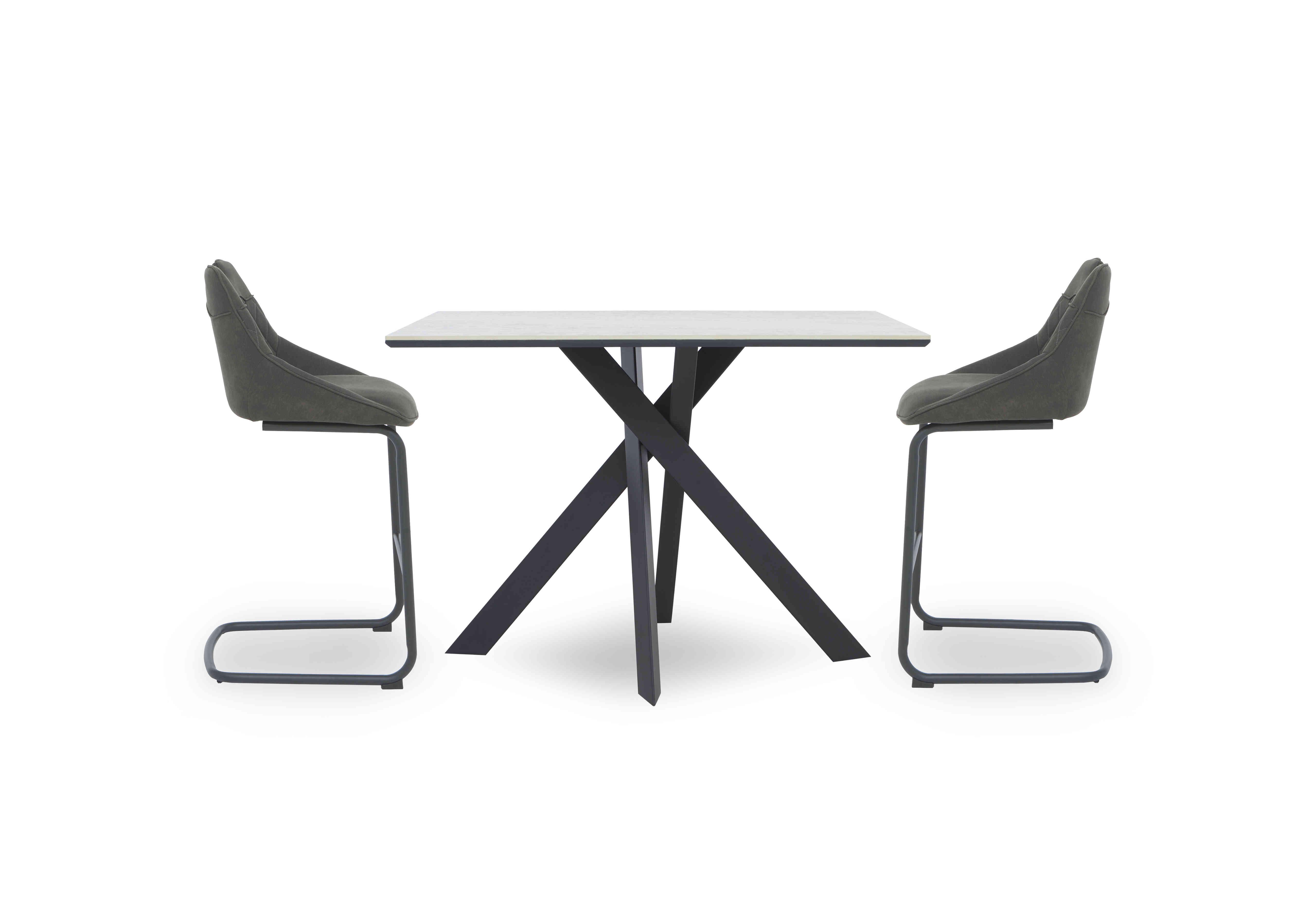 Warrior Crystal White Bar Table and 2 Cantilever Bar Stools in White/Grey on Furniture Village