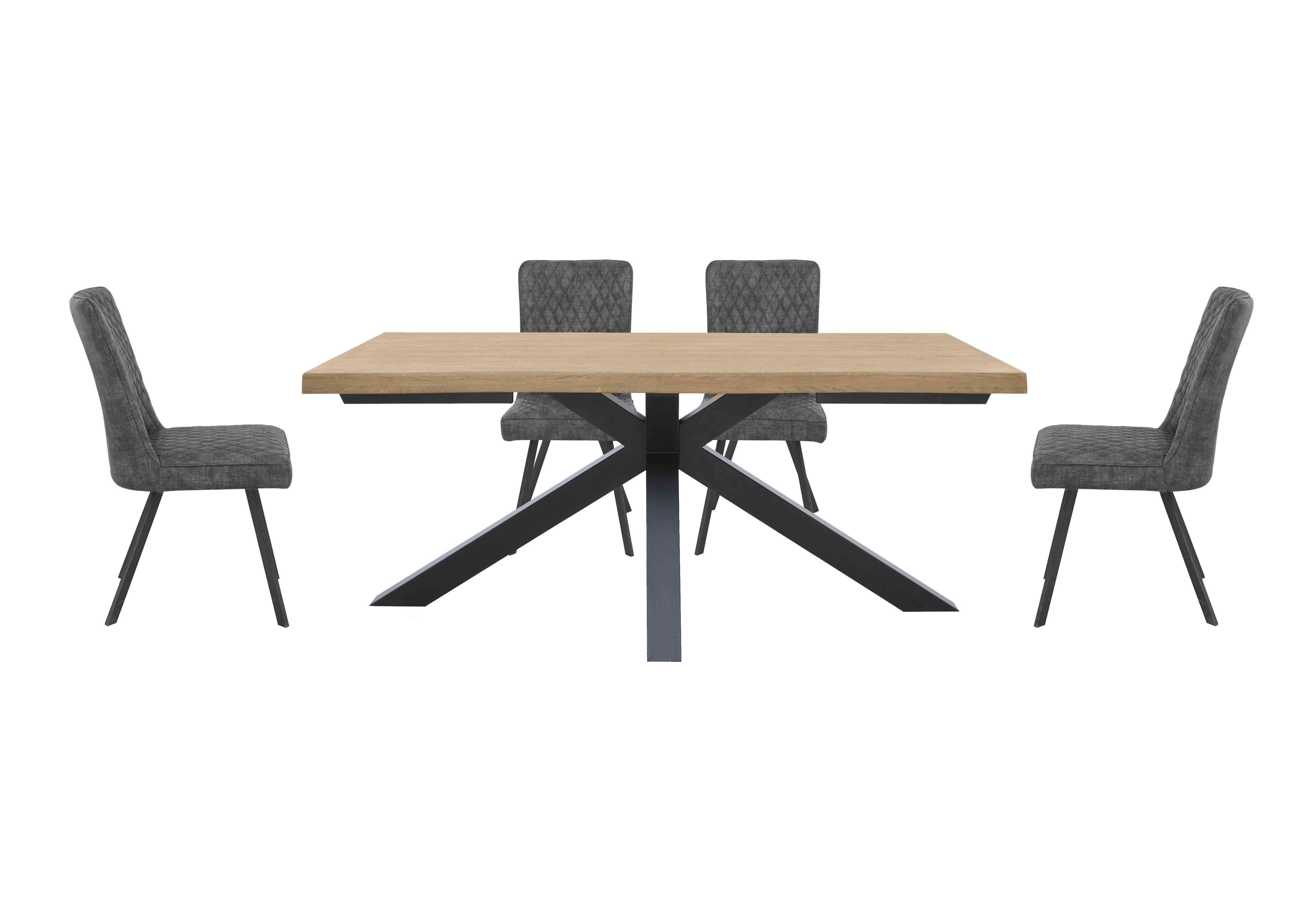 Earth Compact Dining Table with Star Base and 4 Dining Chairs in Graphite on Furniture Village