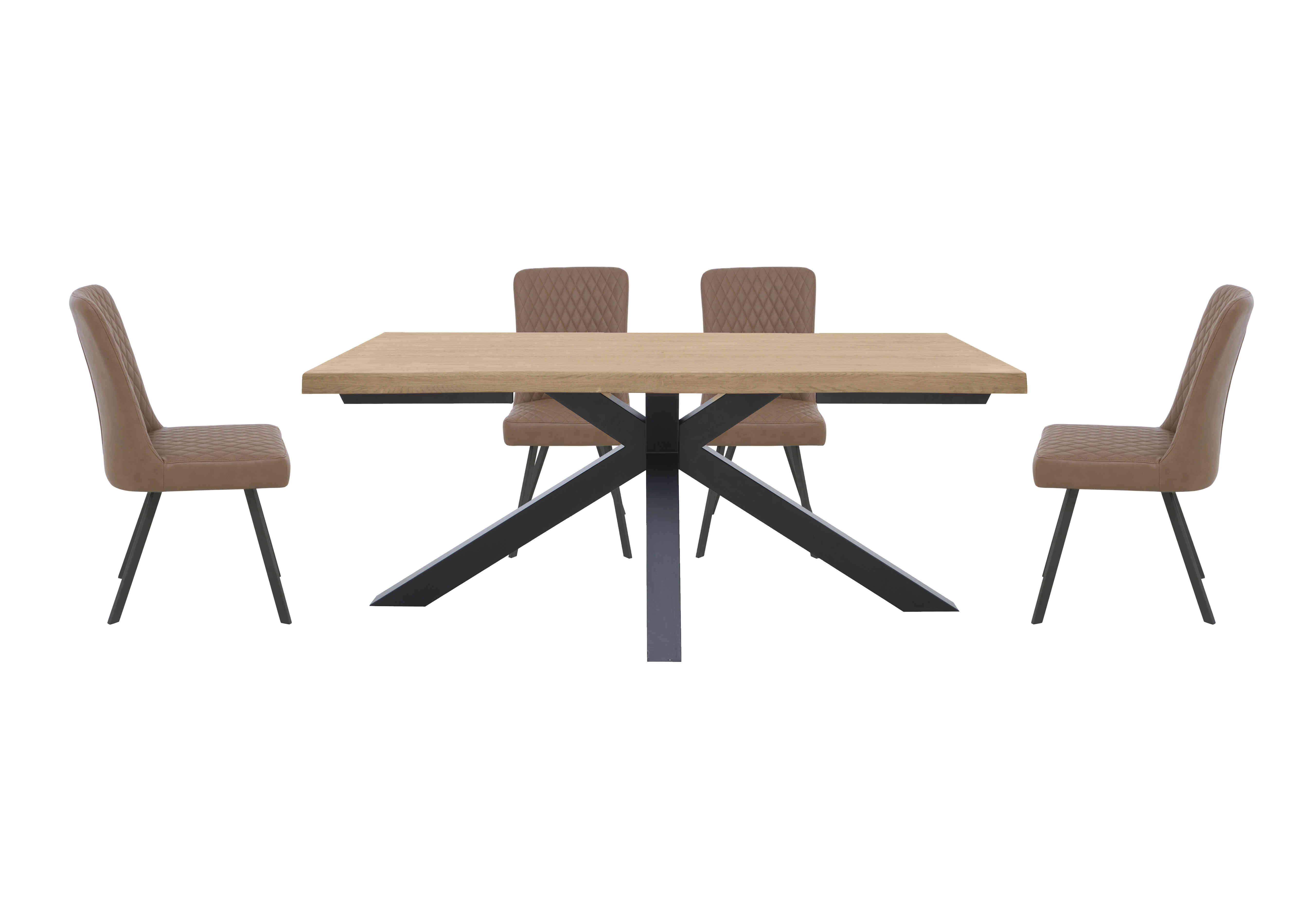 Earth Compact Dining Table with Star Base and 4 Dining Chairs in Tan on Furniture Village