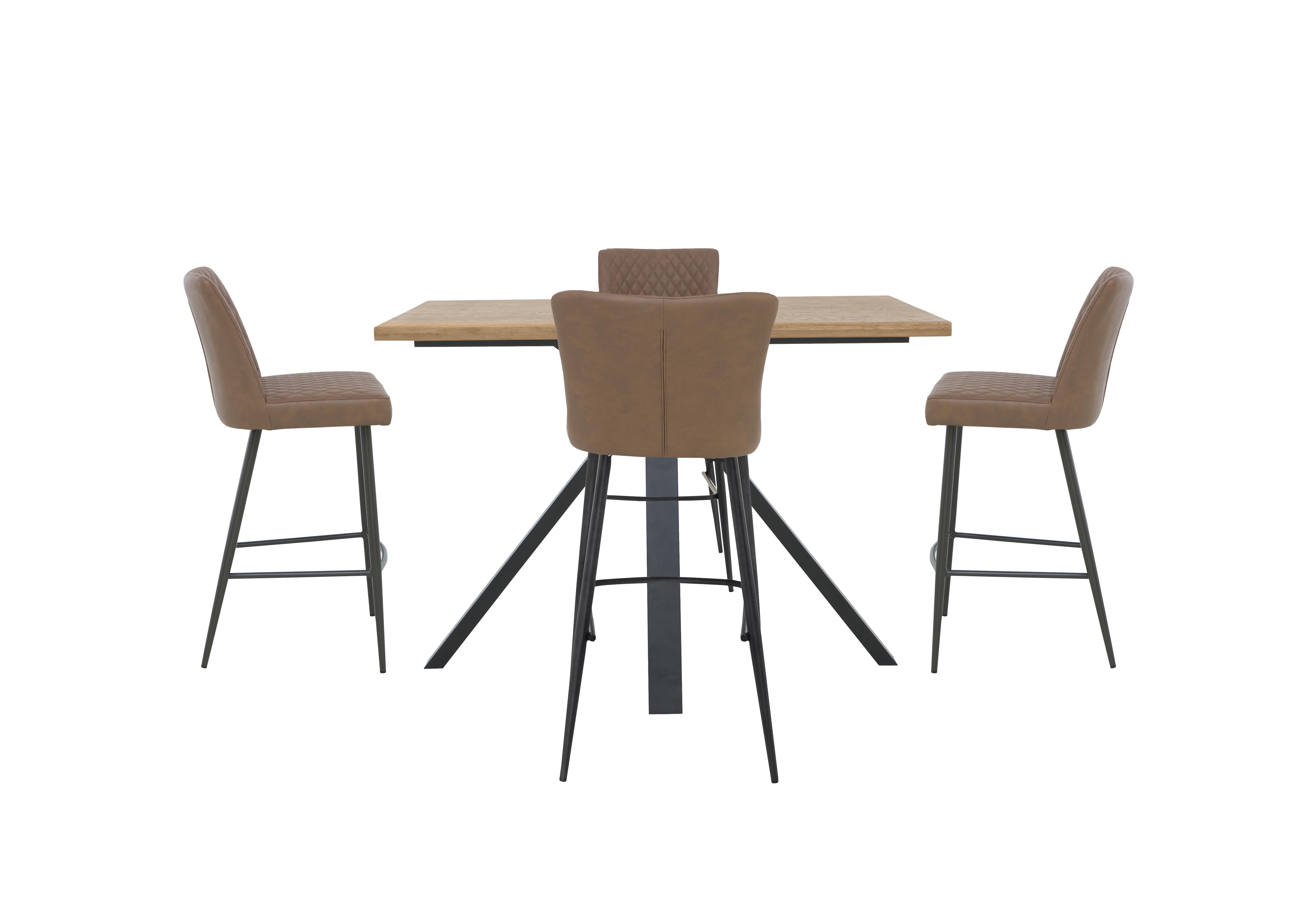 Earth Large Bar Table and 4 Bar Stools in Tan on Furniture Village