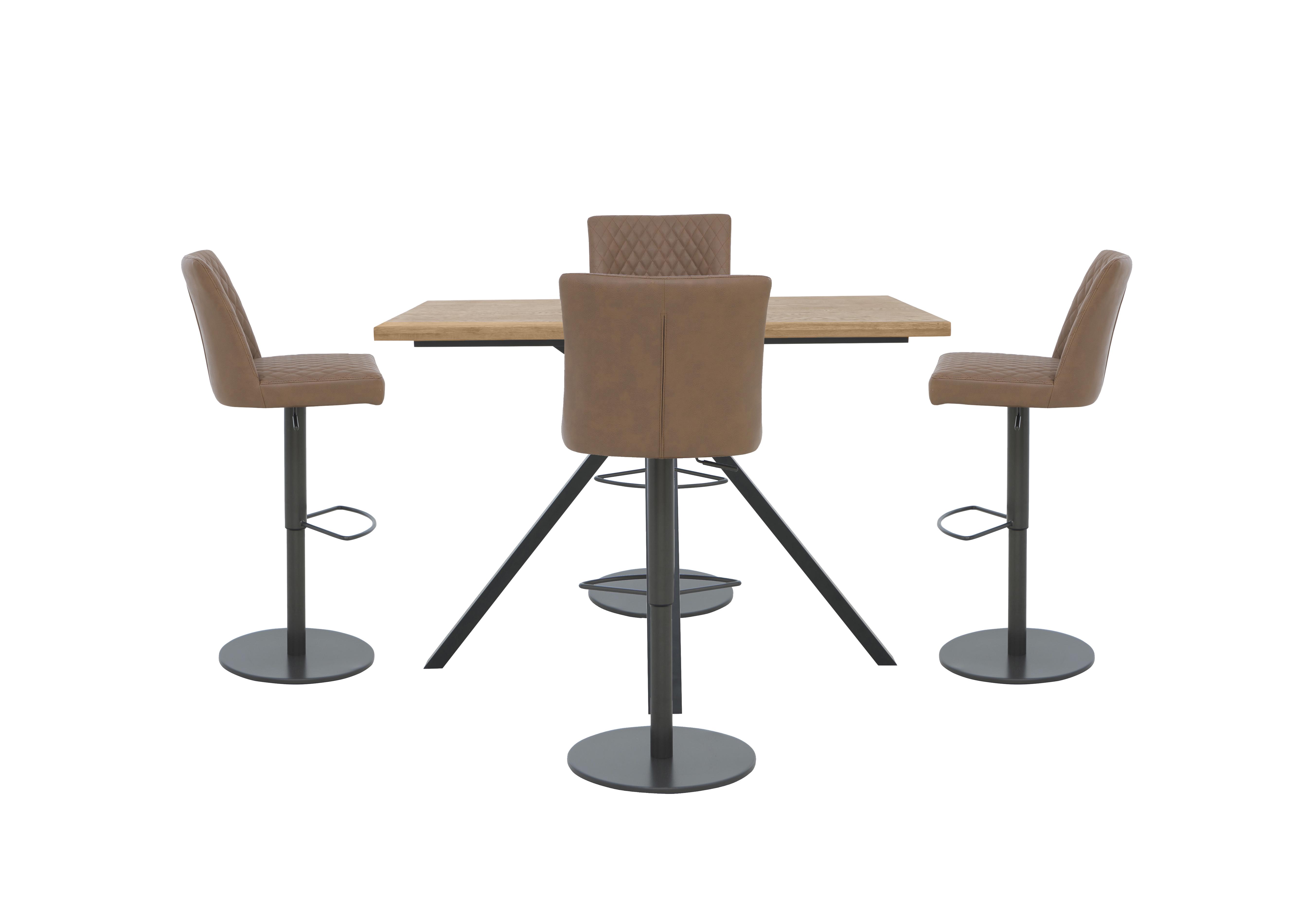 Earth Large Bar Table and 4 Swivel Bar Stools in Tan on Furniture Village