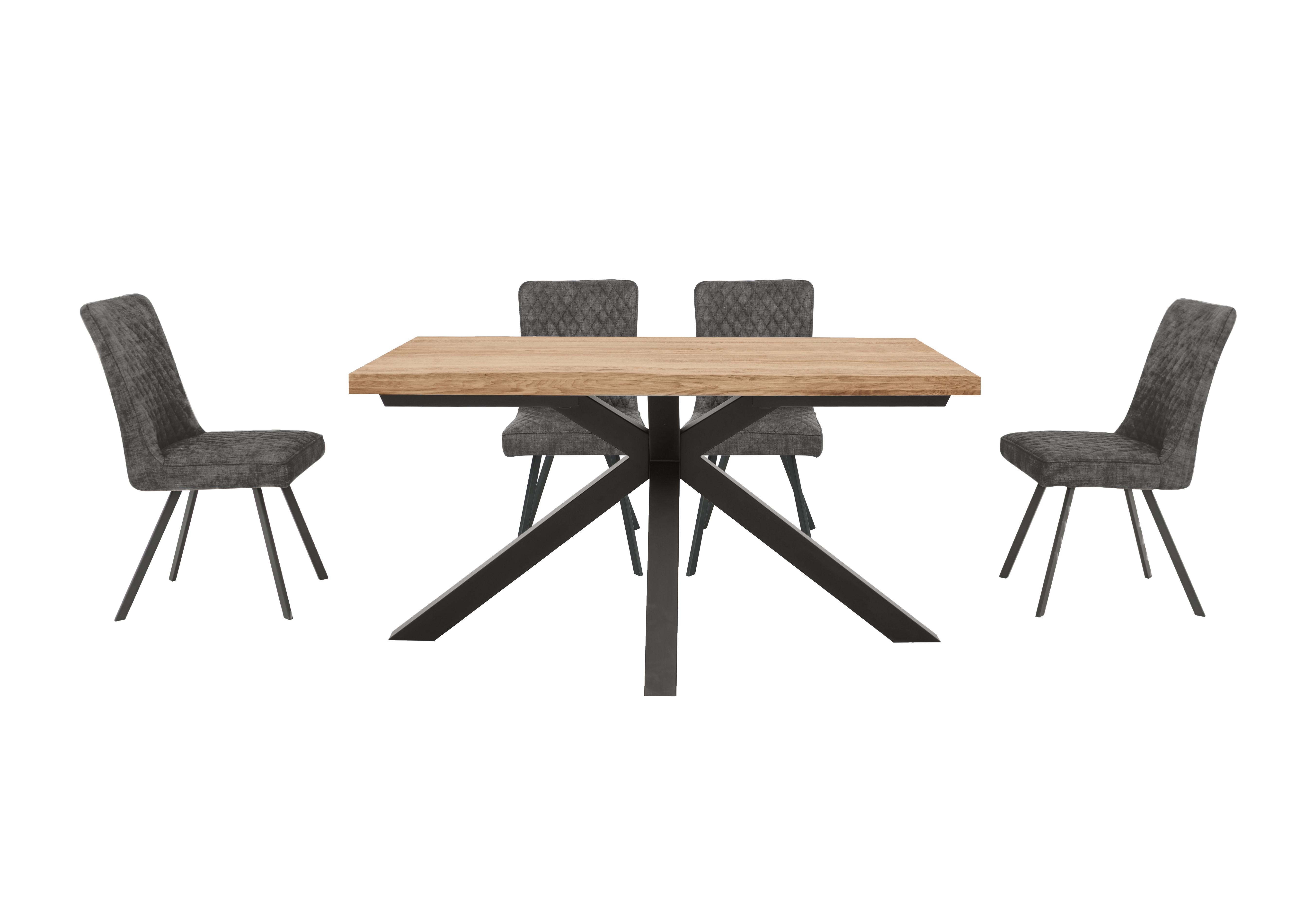 Earth Small Live Edge Dining Table and 4 Dining Chairs in Graphite on Furniture Village