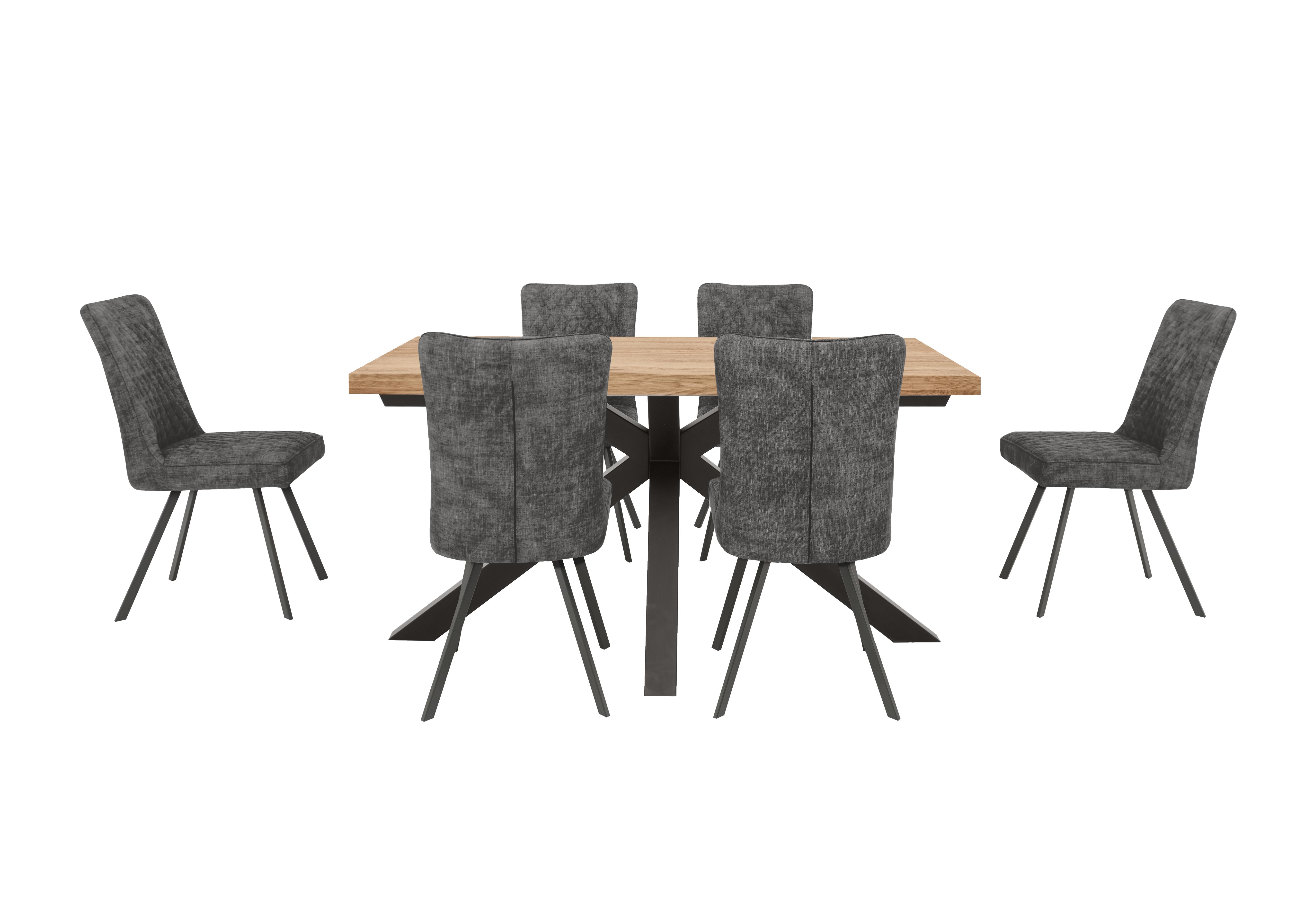 Earth Small Live Edge Dining Table and 6 Dining Chairs in Graphite on Furniture Village