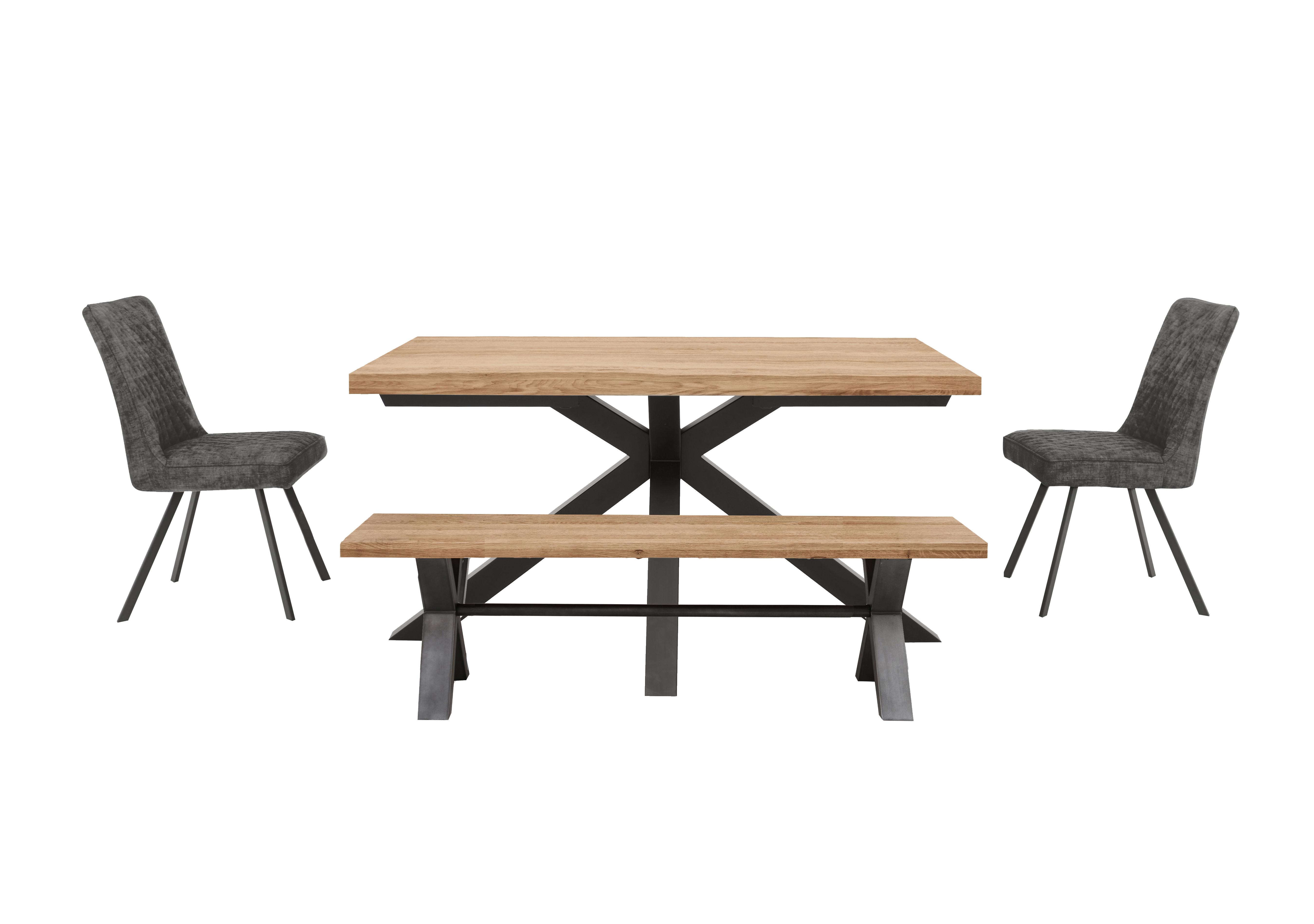 Earth Small Live Edge Dining Table with a Small Dining Bench and 2 Dining Chairs in Graphite on Furniture Village