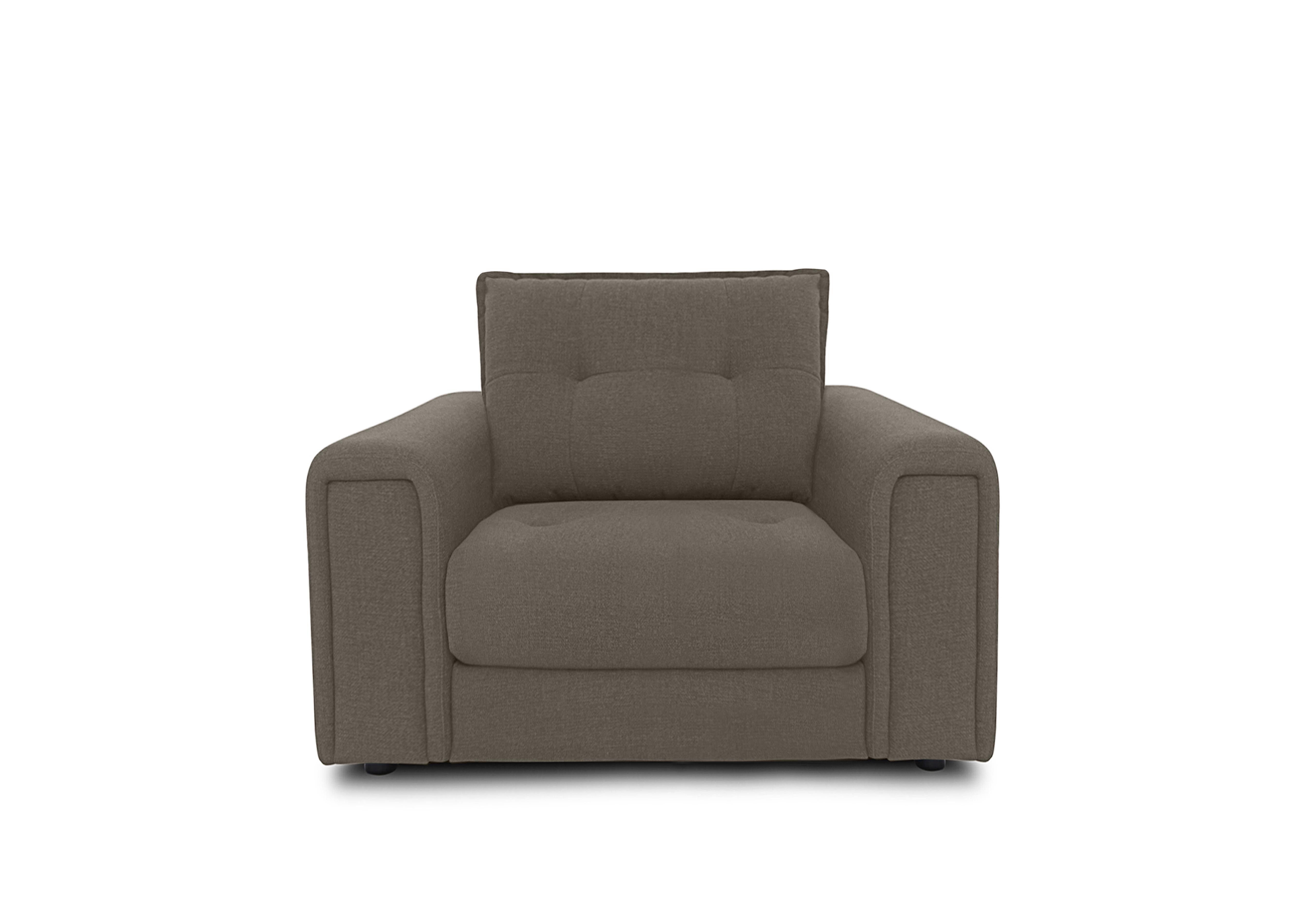 Boutique Goliath Fabric Chair with Storage Drawer in Oxford 94006 Mocha on Furniture Village