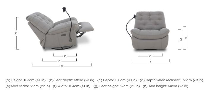 Ozzy Fabric Swivel Power Recliner Chair with Phone Holder in  on Furniture Village