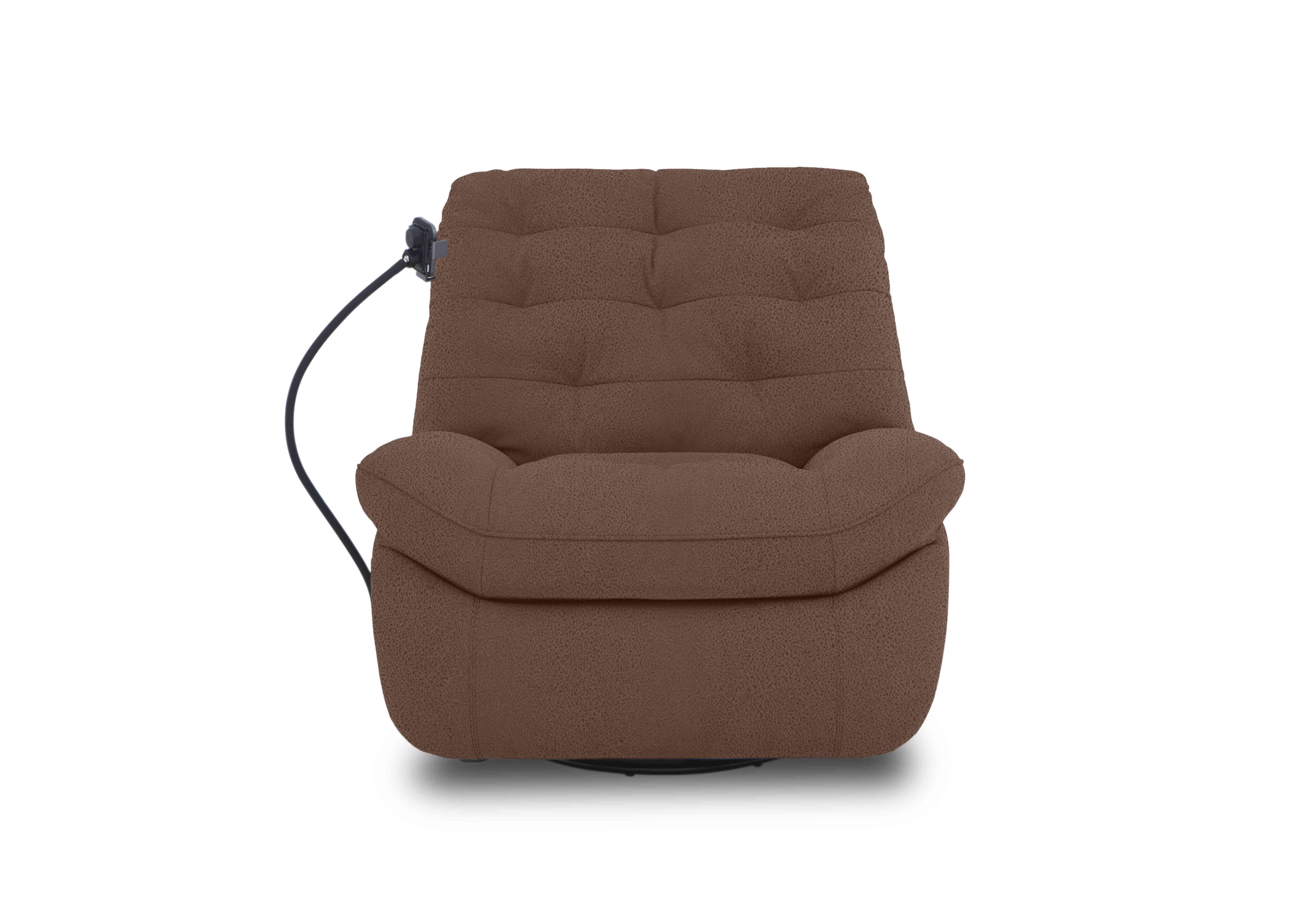 Ozzy Fabric Swivel Power Recliner Chair with Phone Holder in Bfa-Blj-R05 Hazelnut on Furniture Village