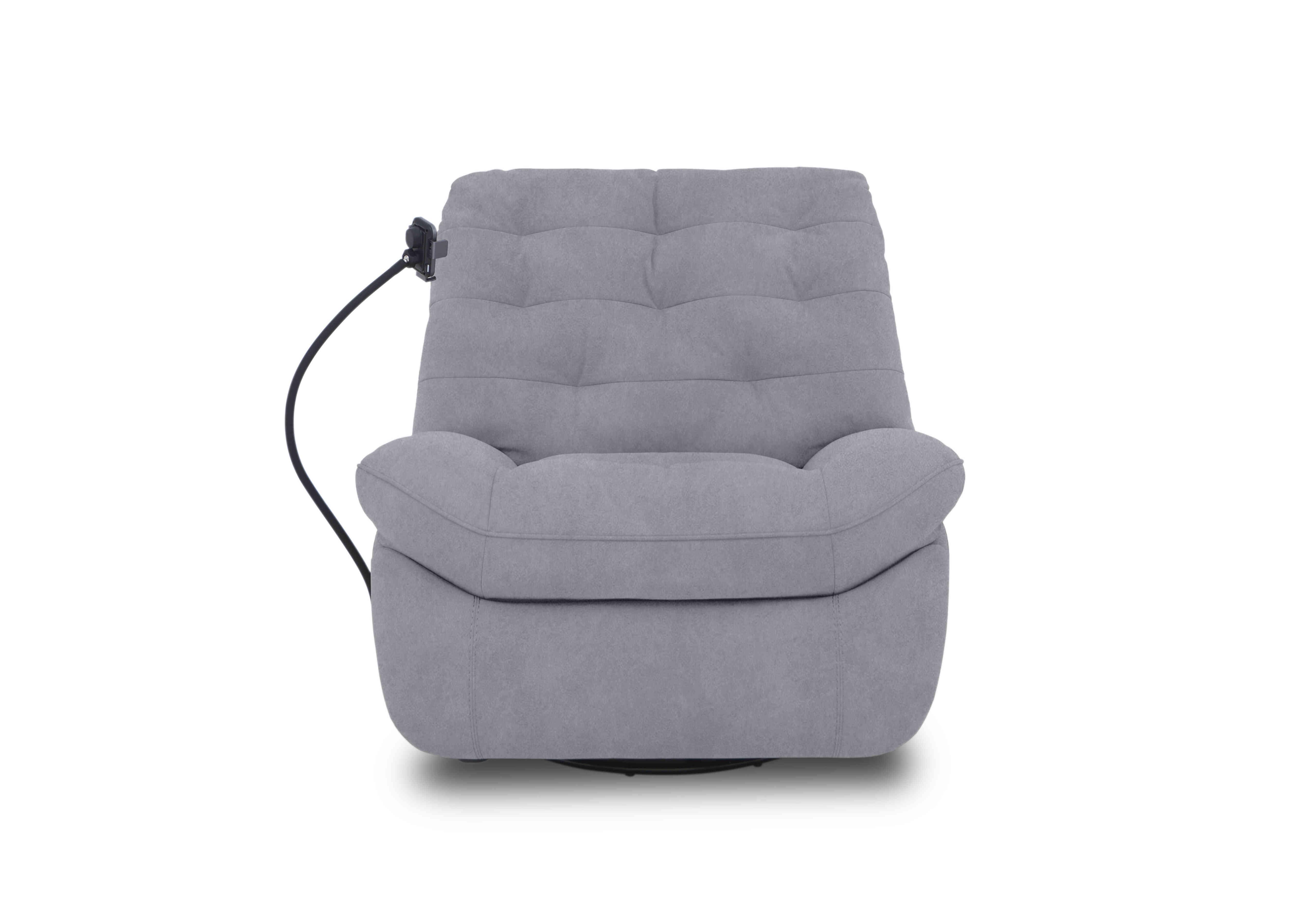 Ozzy Fabric Swivel Power Recliner Chair with Phone Holder in Bfa-Ori-R07 Bluish Grey on Furniture Village