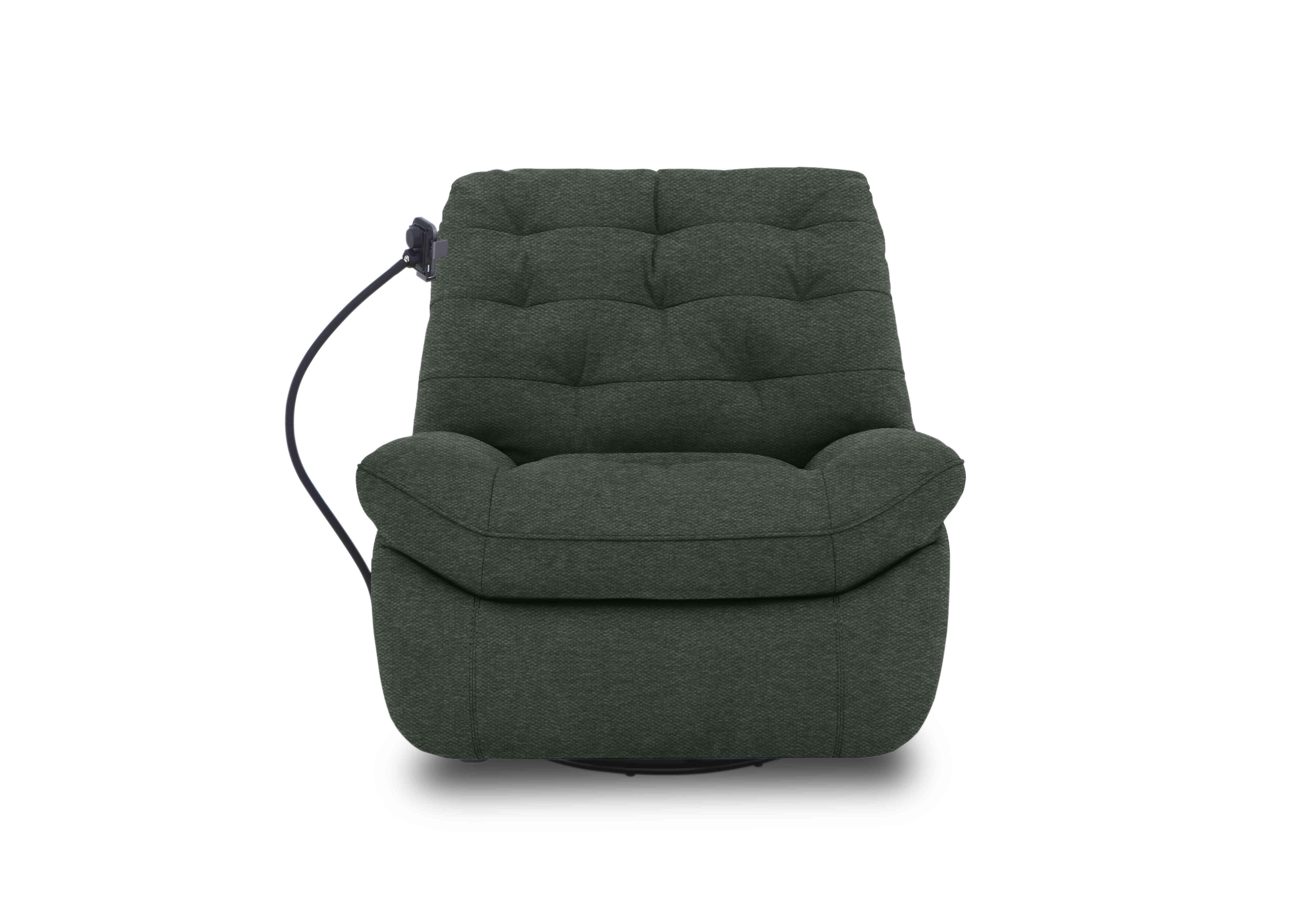 Ozzy Fabric Swivel Power Recliner Chair with Phone Holder in Fab-Ska-R48 Moss Green on Furniture Village