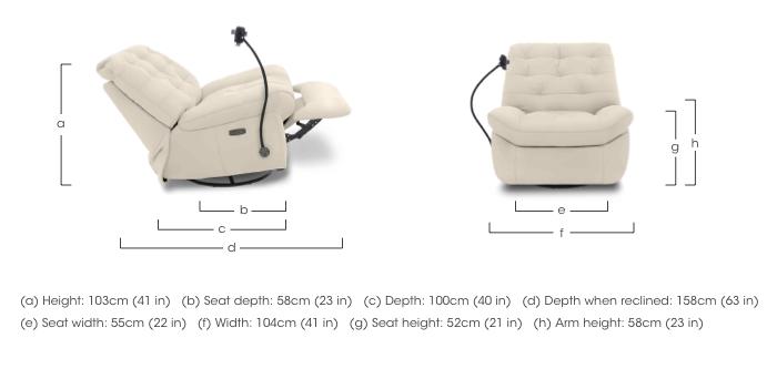 Ozzy Leather Swivel Power Recliner Chair with Phone Holder in  on Furniture Village