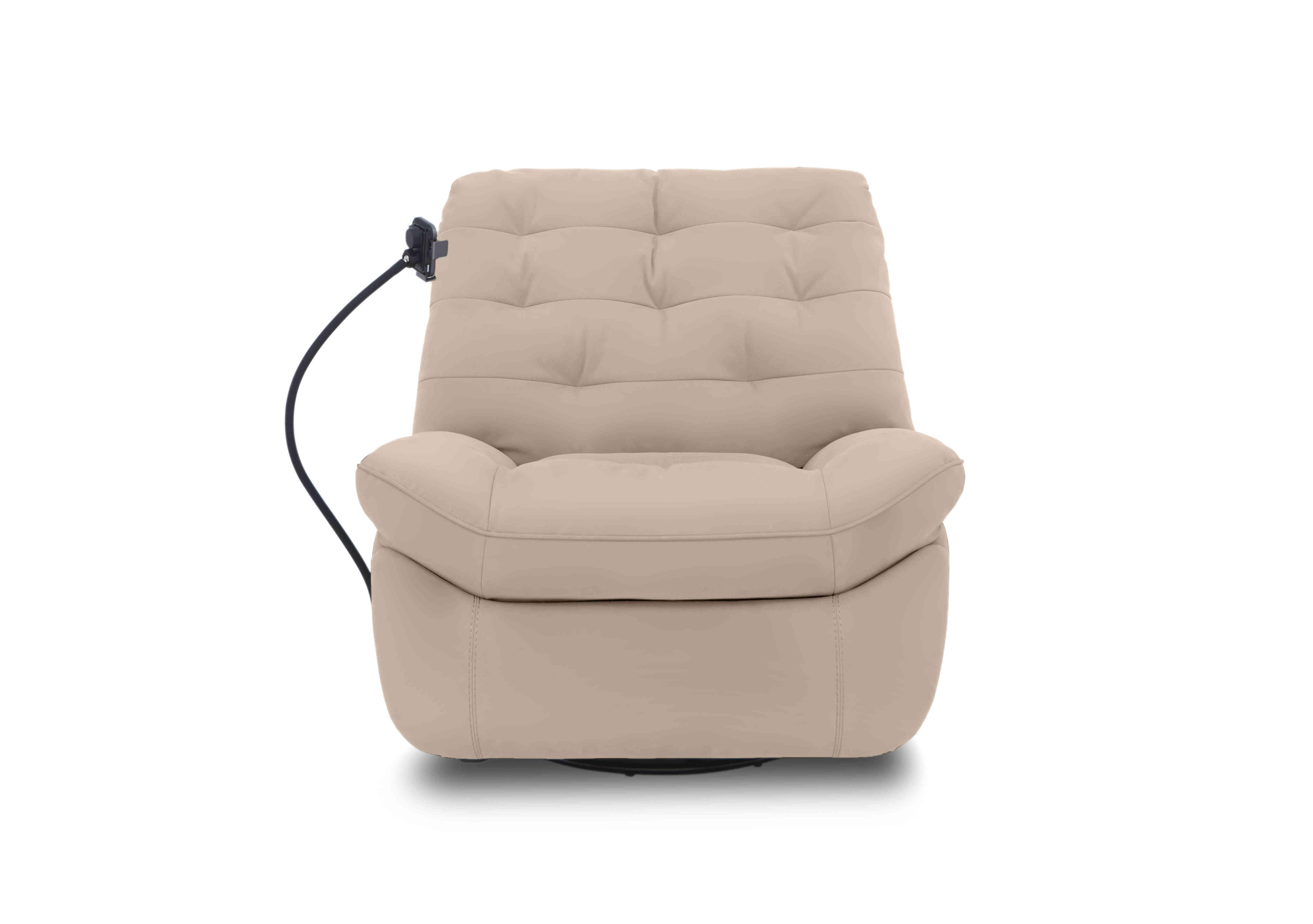 Ozzy Leather Swivel Power Recliner Chair with Phone Holder in Bv-039c Pebble on Furniture Village