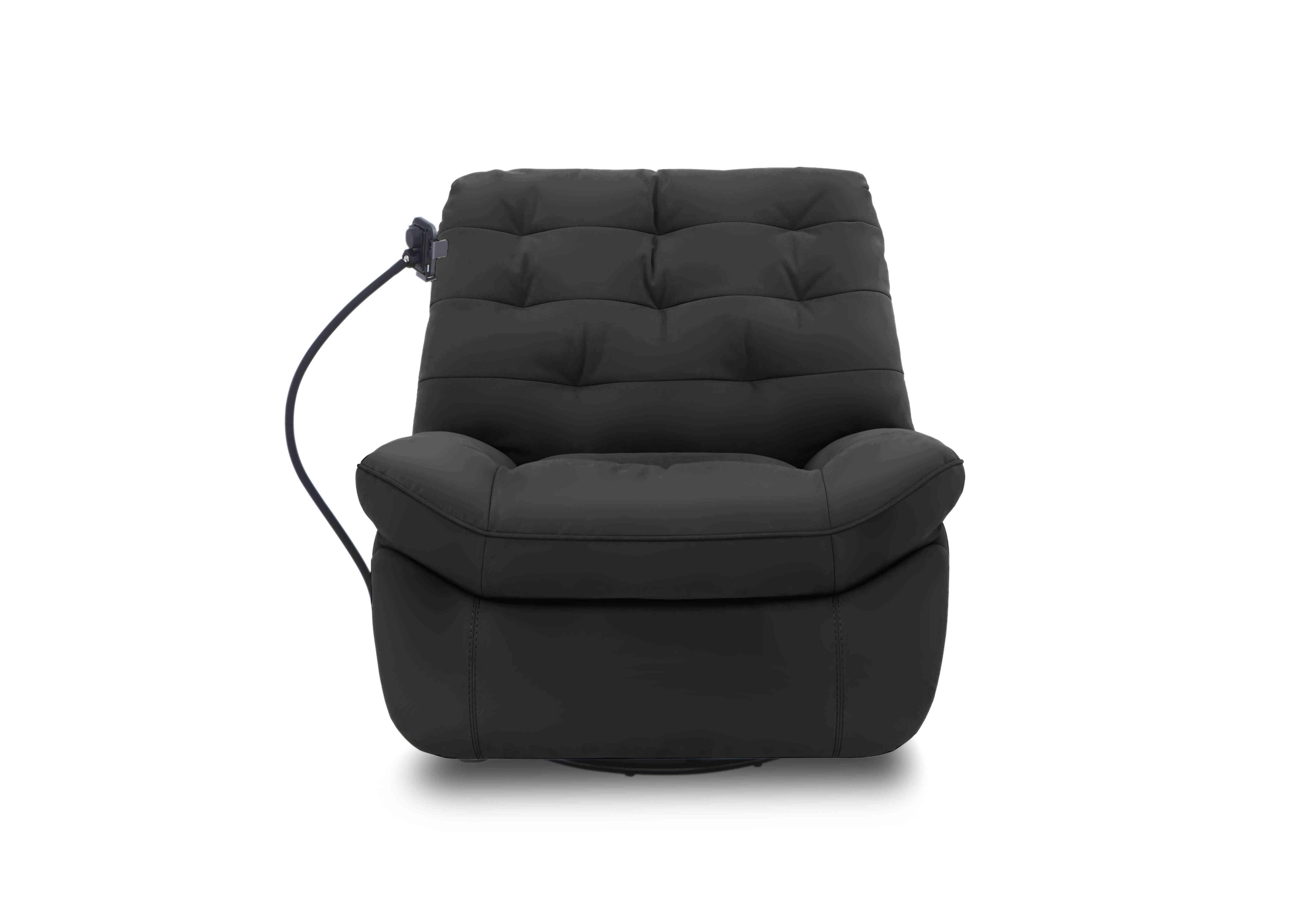 Ozzy Leather Swivel Power Recliner Chair with Phone Holder in Nc-023c Black on Furniture Village