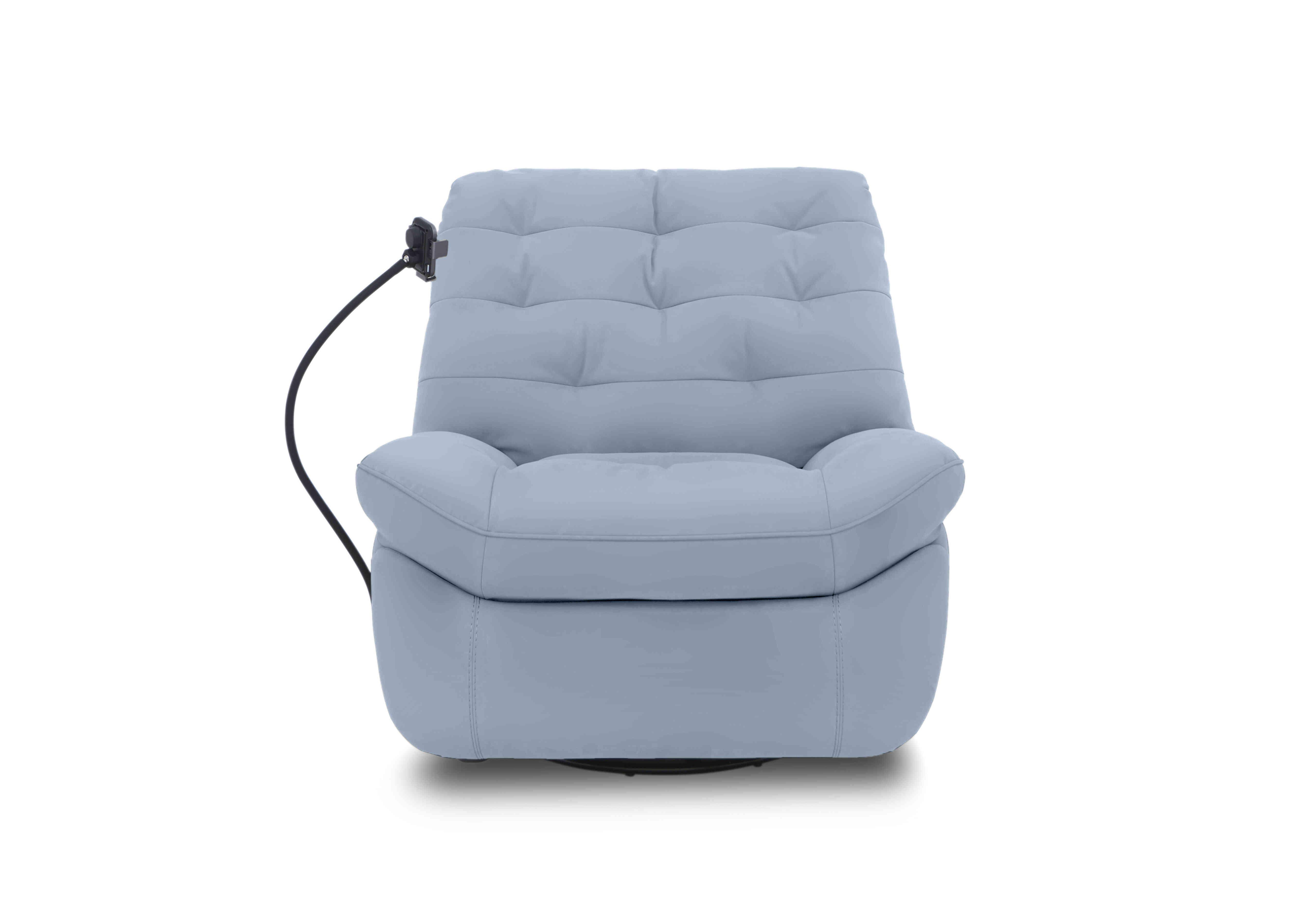 Ozzy Leather Swivel Power Recliner Chair with Phone Holder in Nc-026e Pearl Blue on Furniture Village