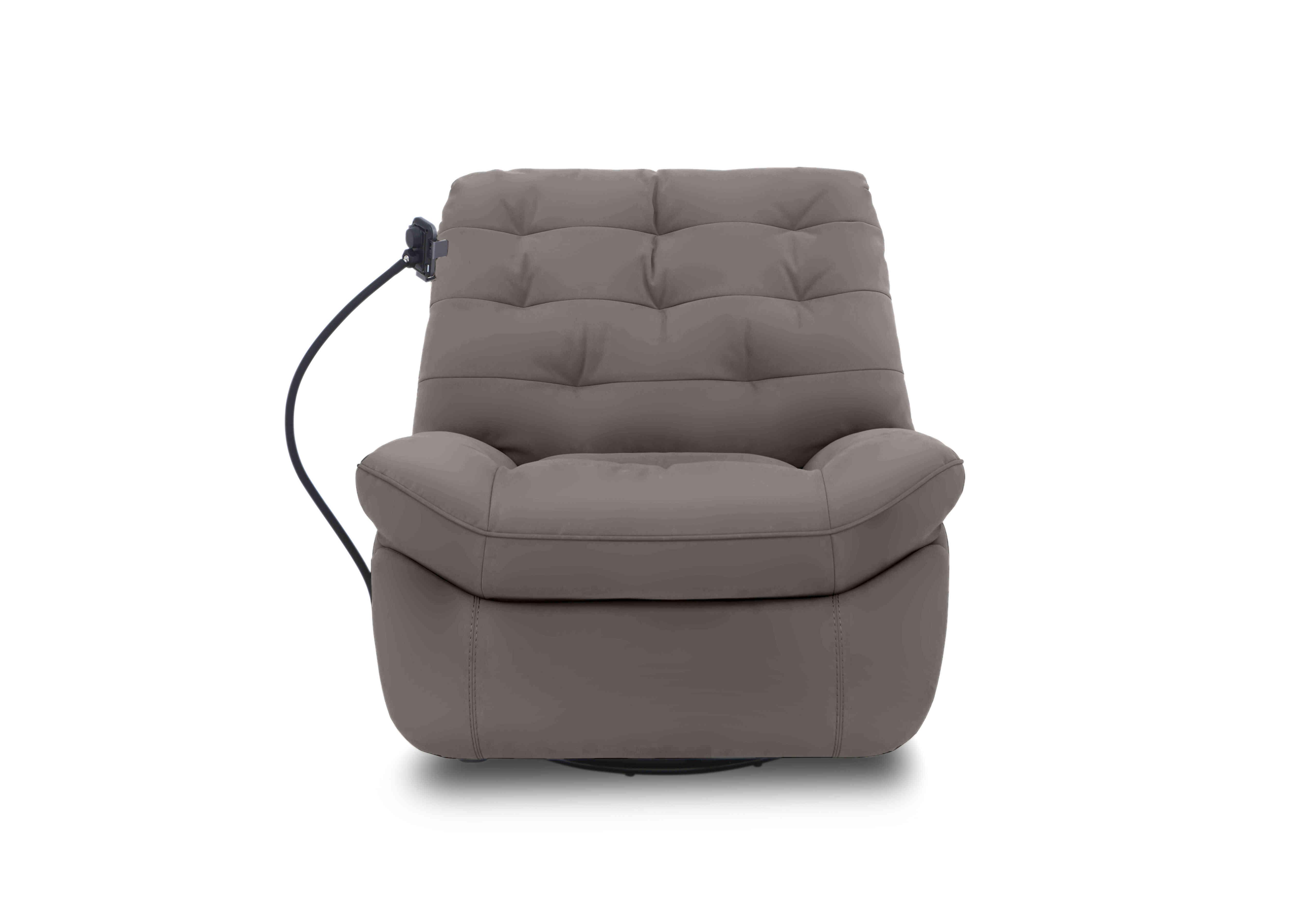 Ozzy Leather Swivel Power Recliner Chair with Phone Holder in Nc-042e Elephant on Furniture Village