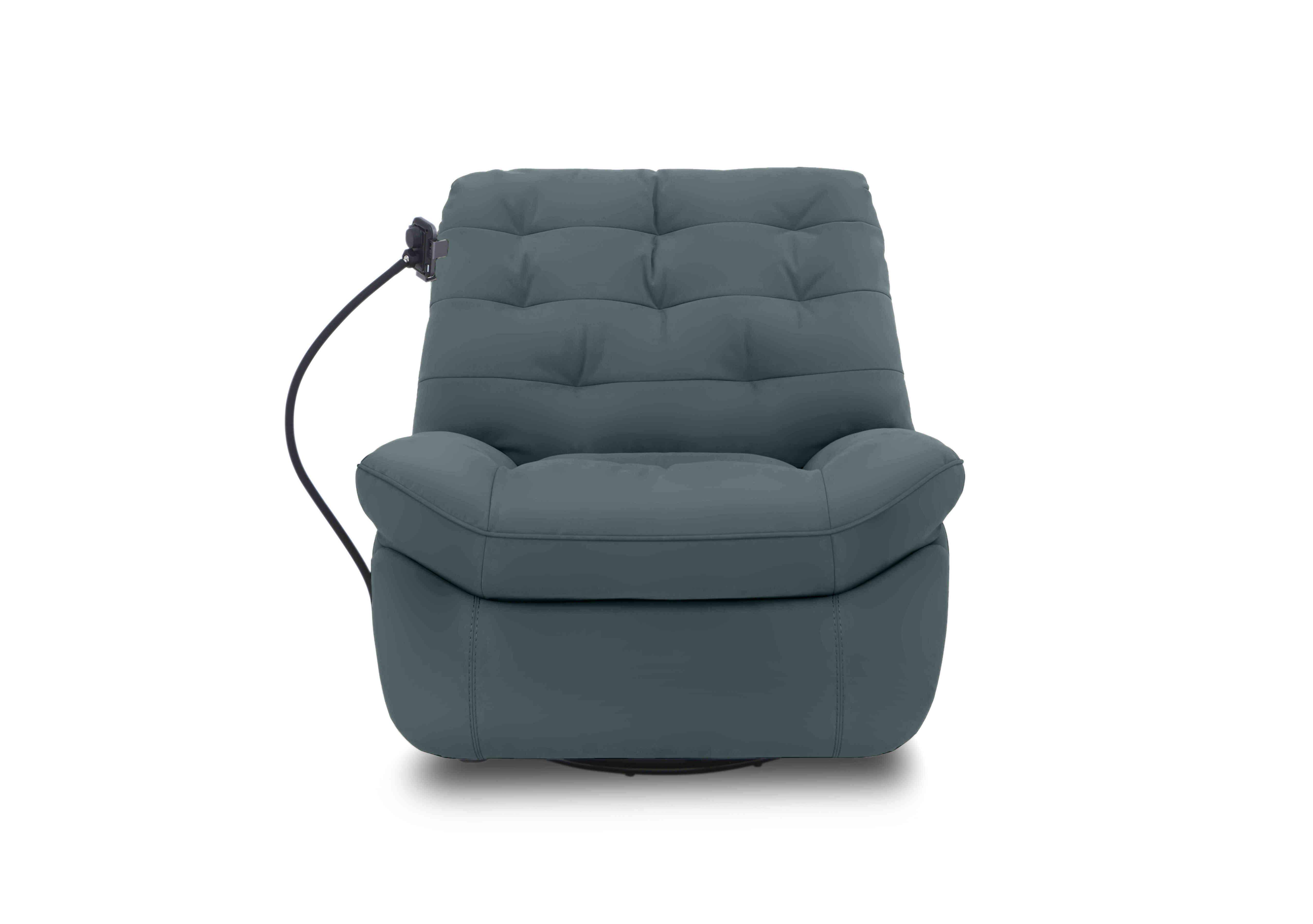 Ozzy Leather Swivel Power Recliner Chair with Phone Holder in Nc-301e Lake Green on Furniture Village