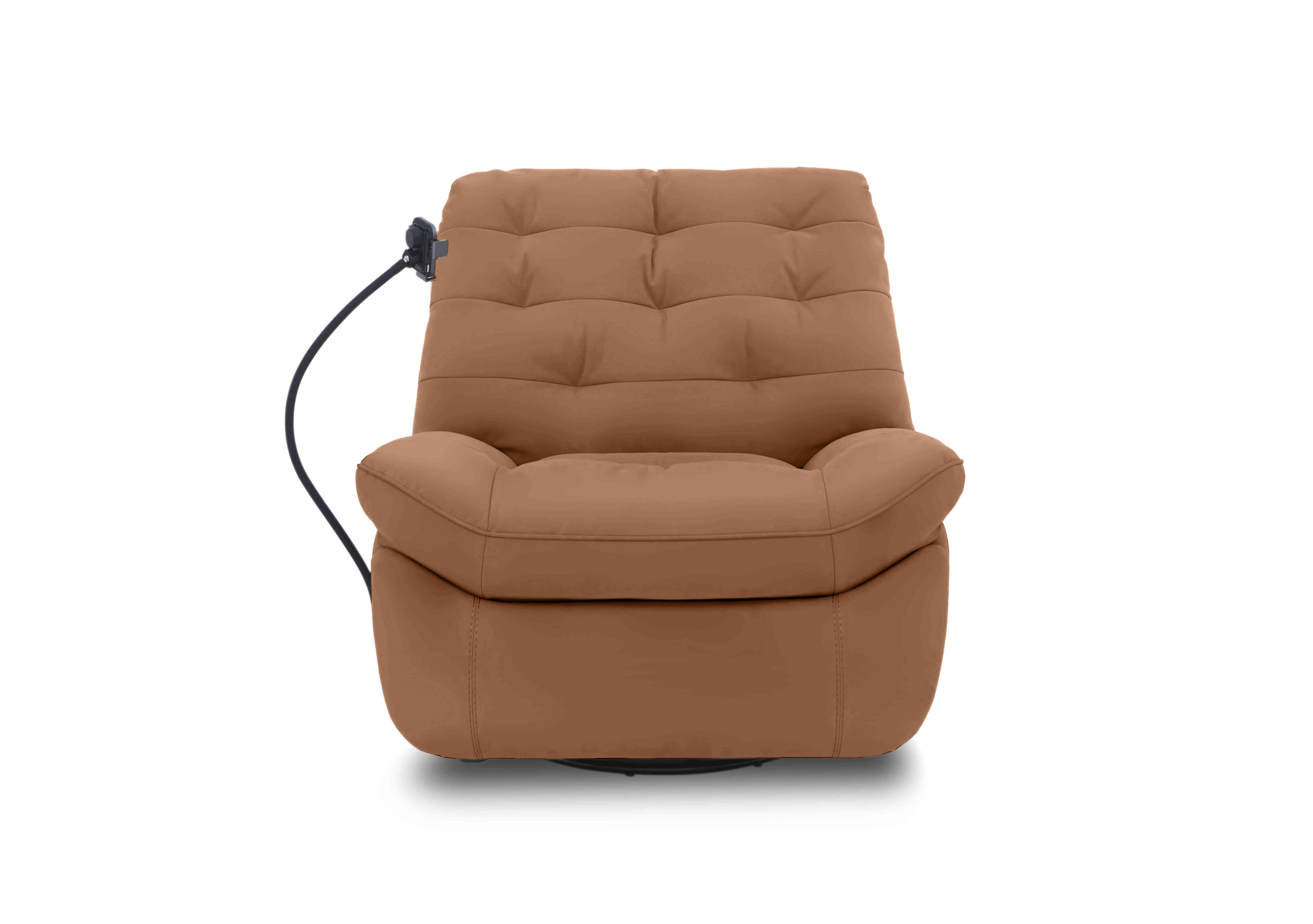 Ozzy Leather Swivel Power Recliner Chair with Phone Holder in Nc-334e Pecan Brown on Furniture Village