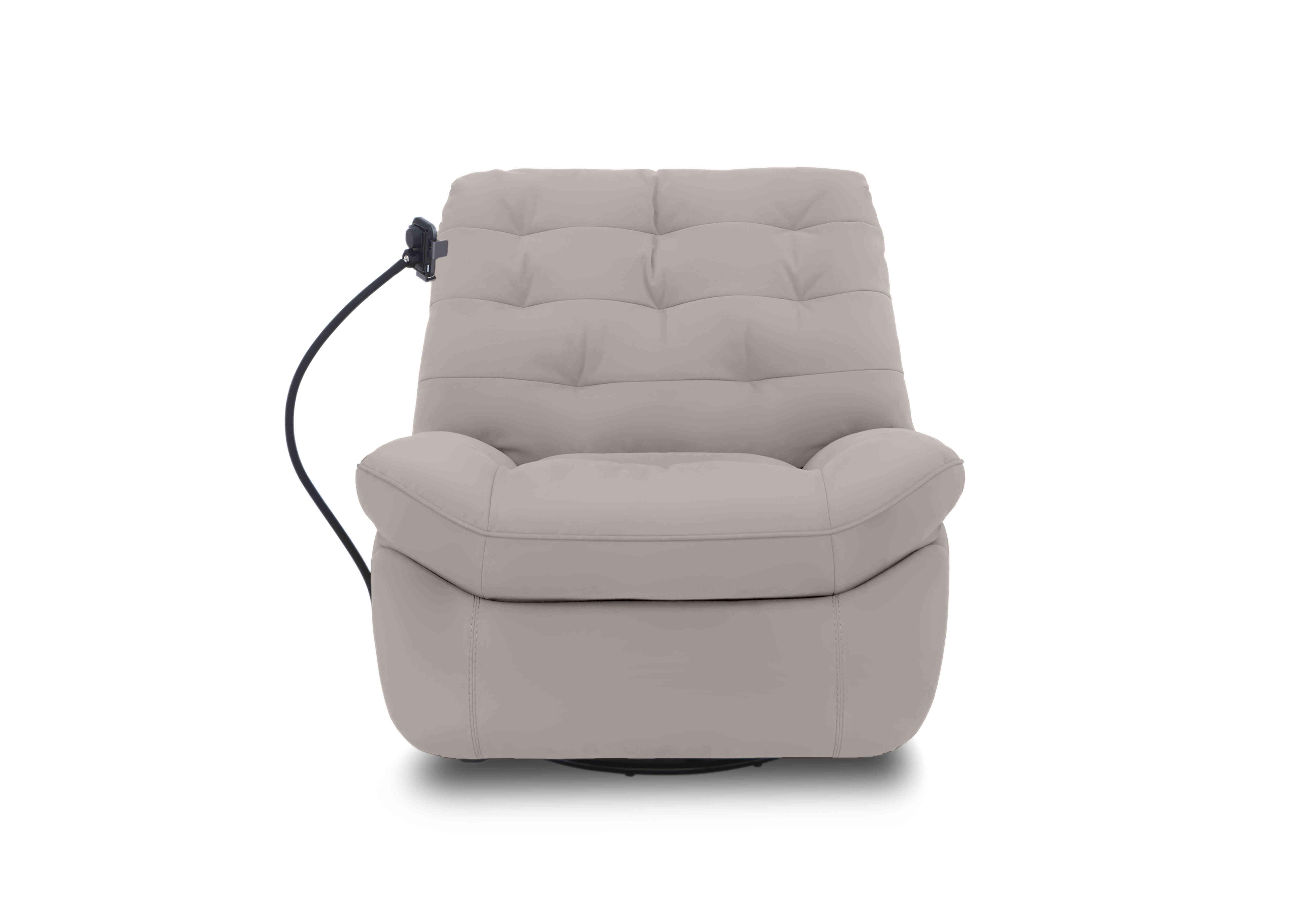 Ozzy Leather Swivel Power Recliner Chair with Phone Holder in Nc-946b Feather Grey on Furniture Village