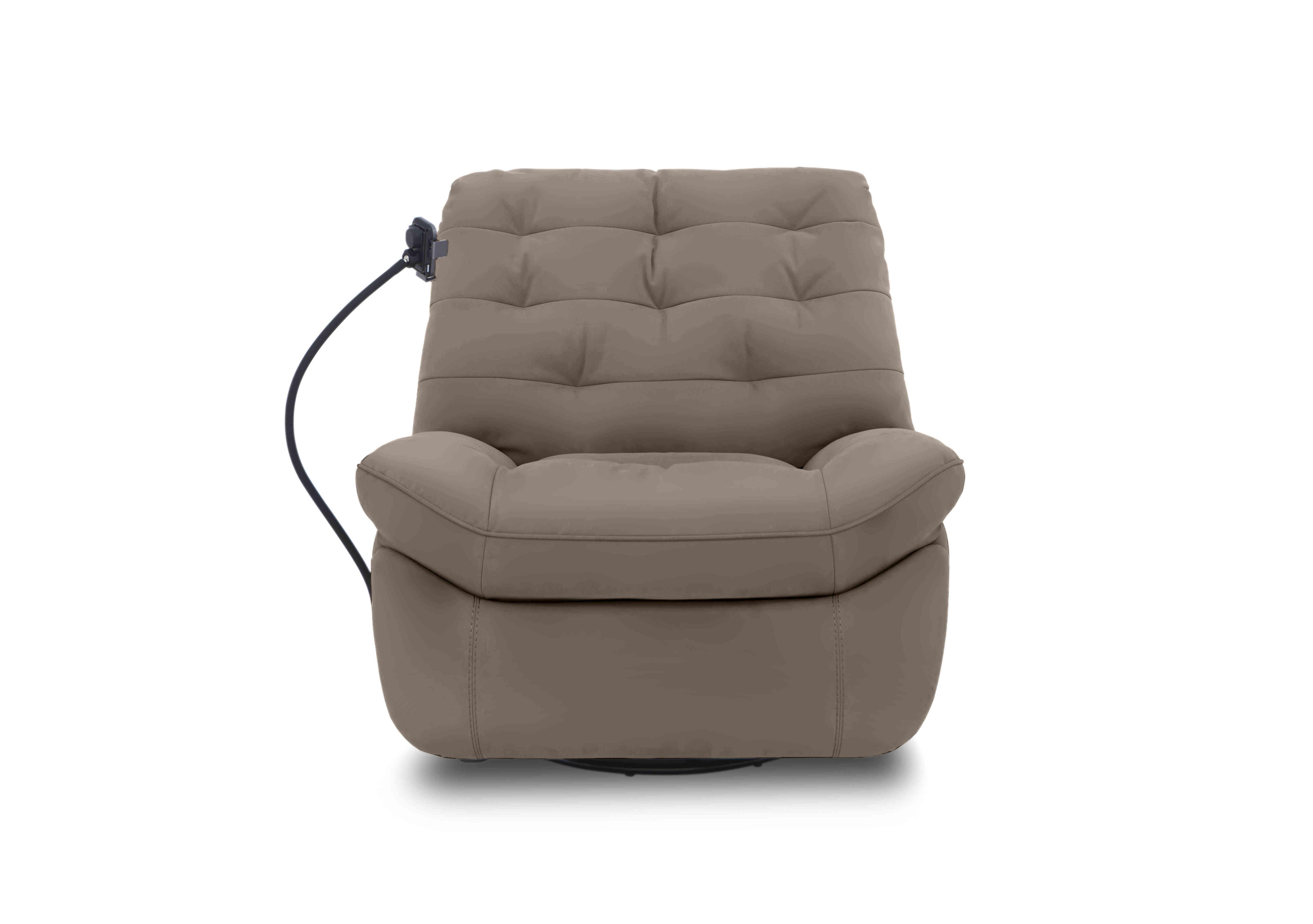 Ozzy Leather Swivel Power Recliner Chair with Phone Holder in Nw-513e Bark on Furniture Village