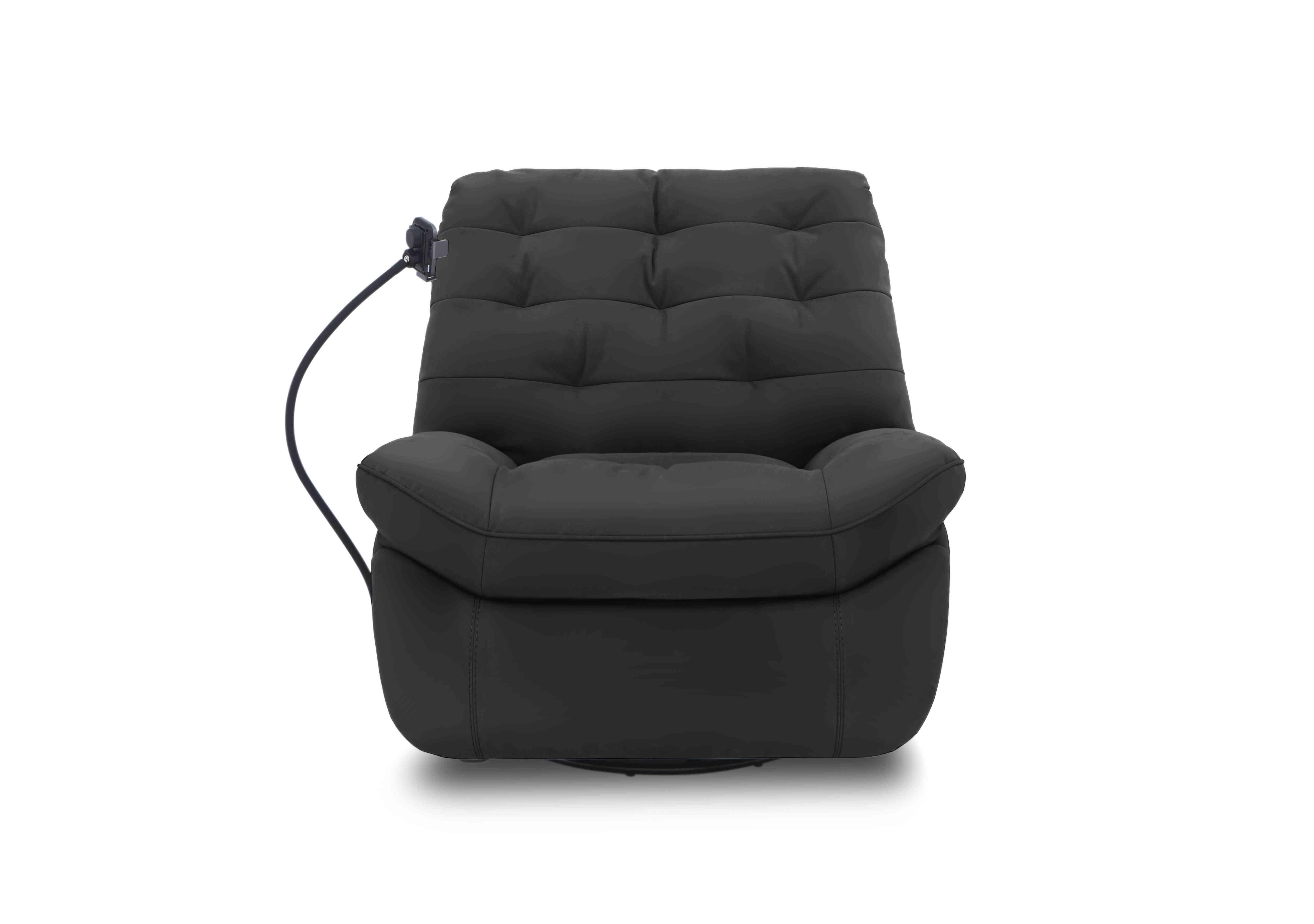 Ozzy Leather Swivel Power Recliner Chair with Phone Holder in Nw-520e Black on Furniture Village