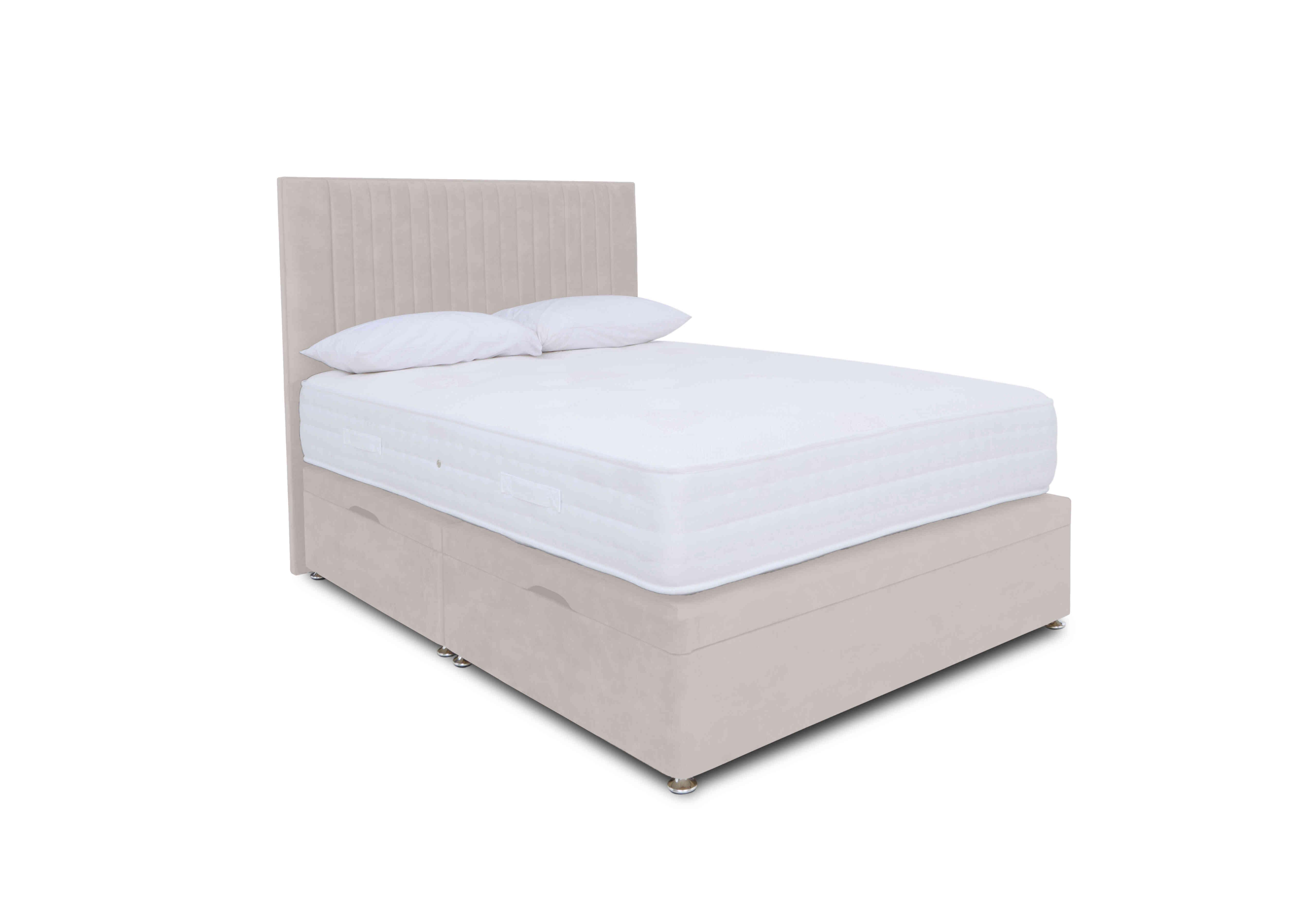 Pocket Luxury Manual Side Ottoman Divan Set in Plush Argent on Furniture Village