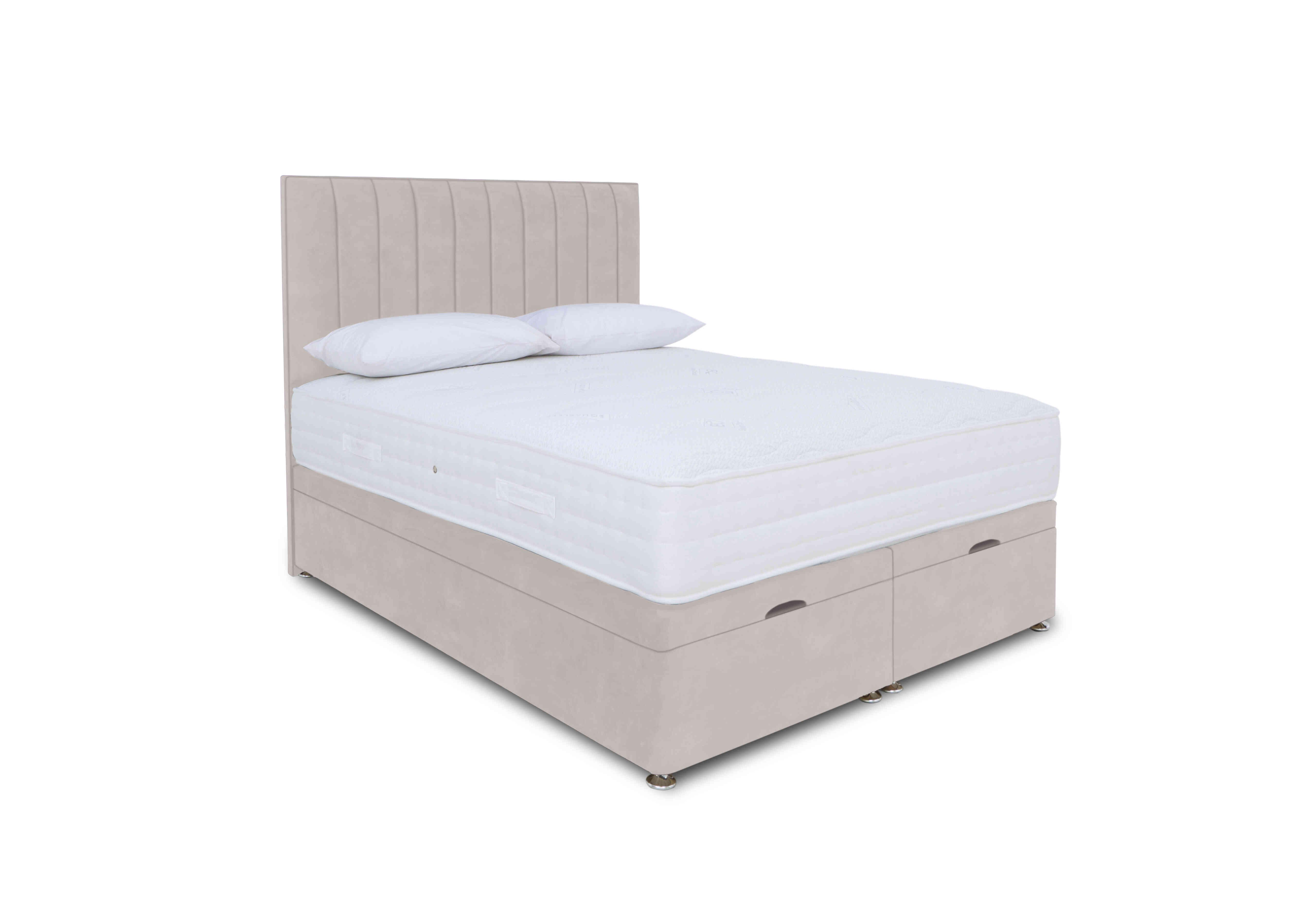 Memory Pocket Manual End Ottoman Divan Set in Plush Argent on Furniture Village