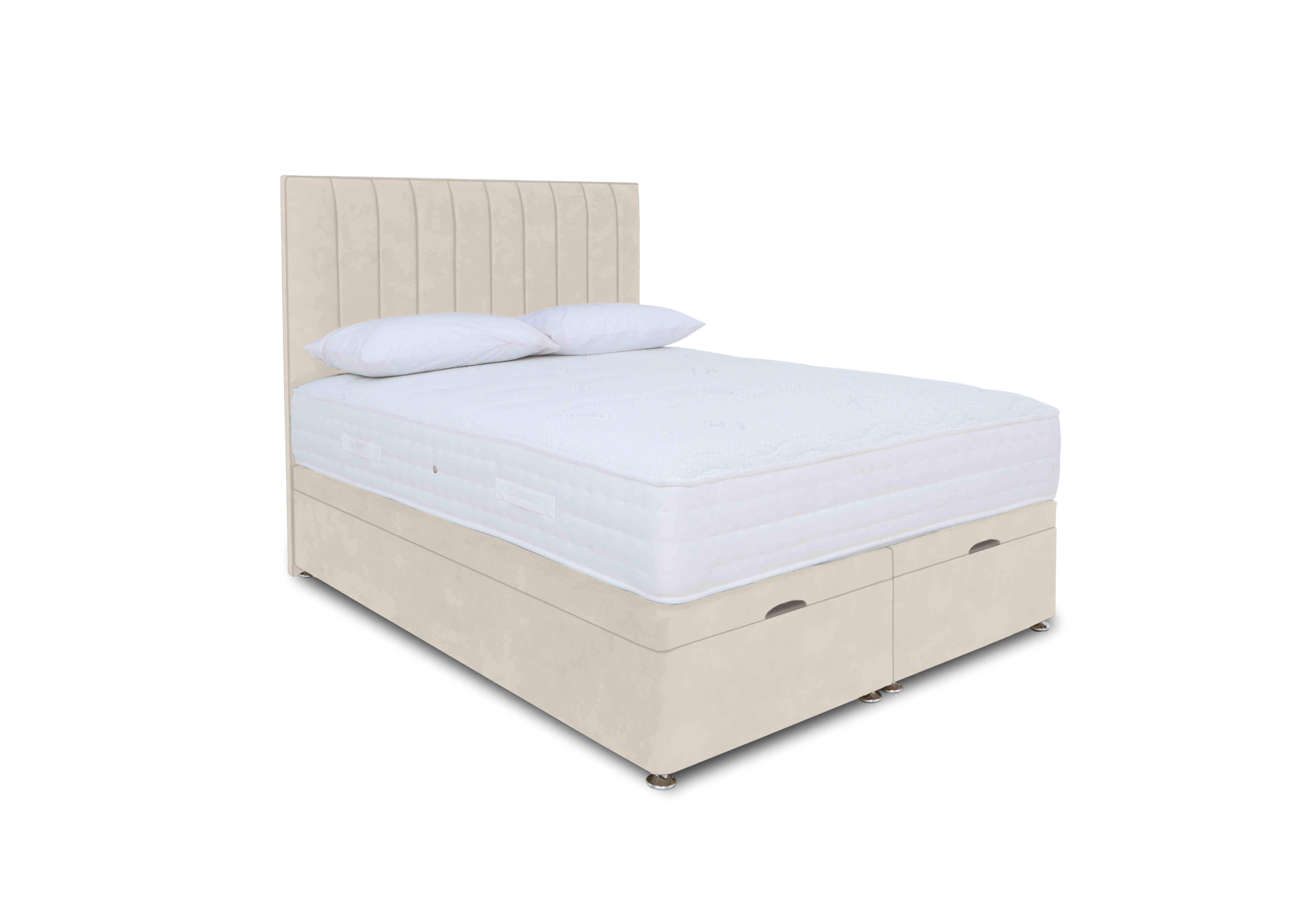 Memory Pocket Manual End Ottoman Divan Set in Plush Ecru on Furniture Village