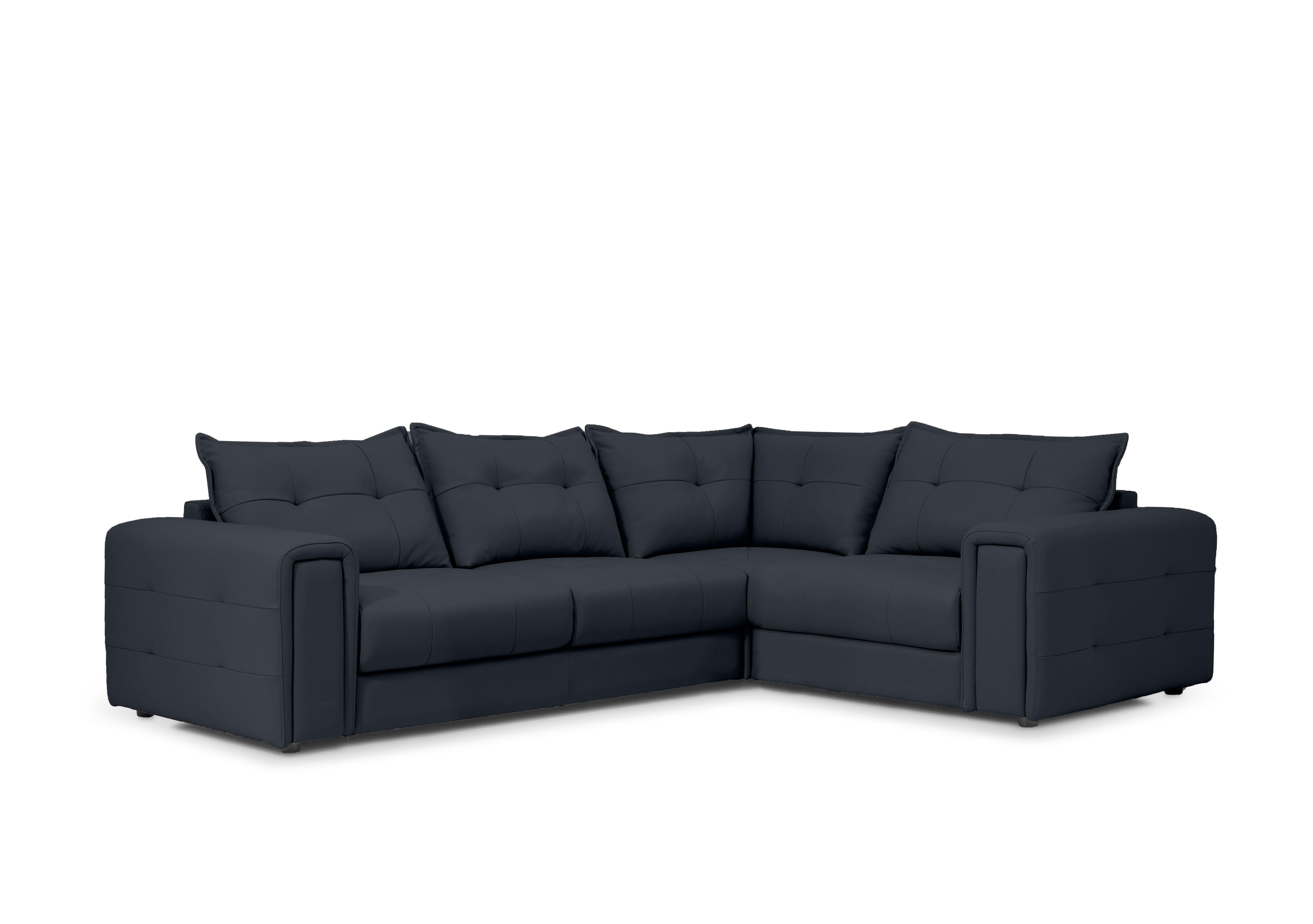 Goliath Leather Corner Sofa with Storage Drawers in Montana Cat-60/24 Navy on Furniture Village